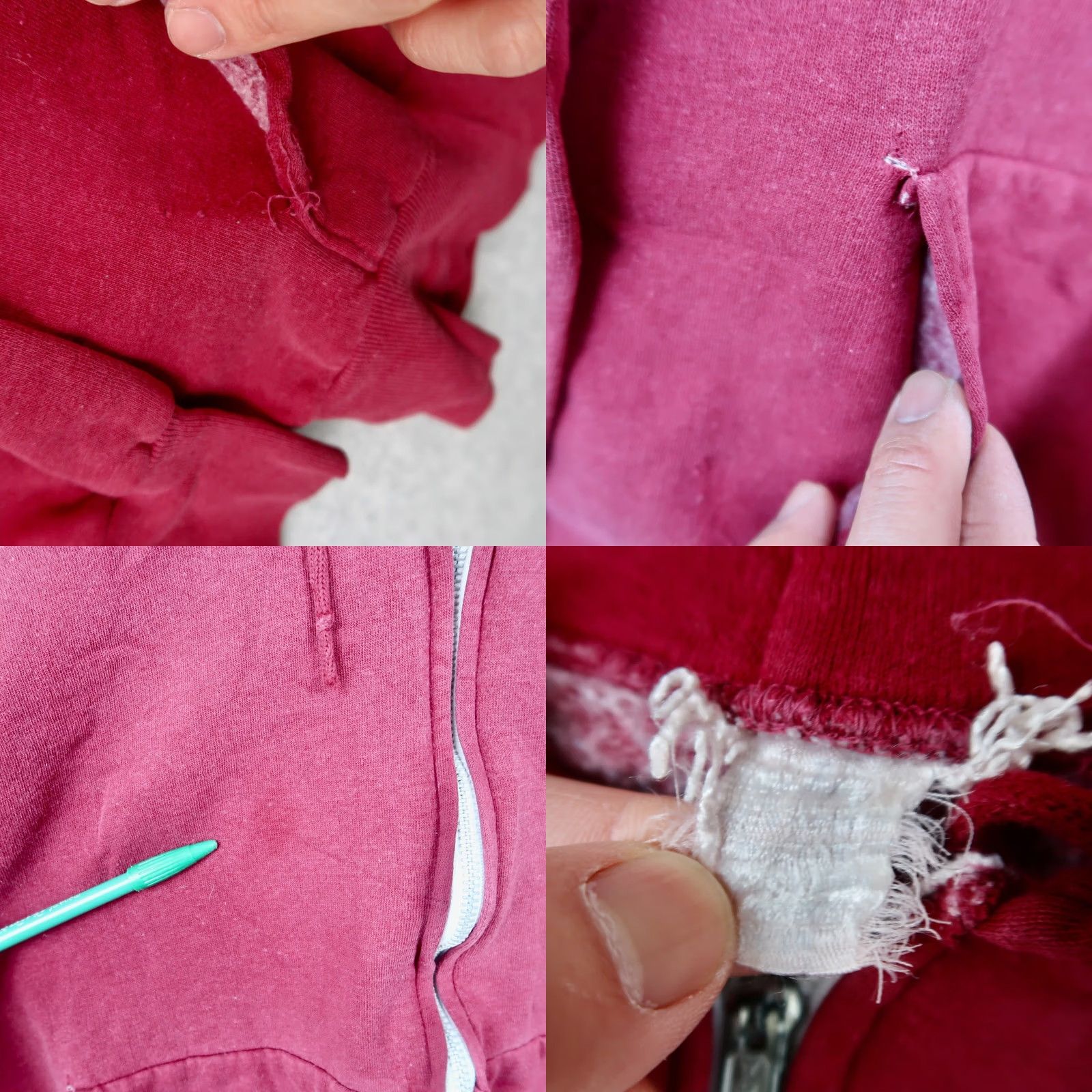 Vintage VINTAGE 80s Burgundy Blank Full Zip Hoodie Mens L Large Sweatshirt Size US L / EU 52-54 / 3 - 8 Thumbnail