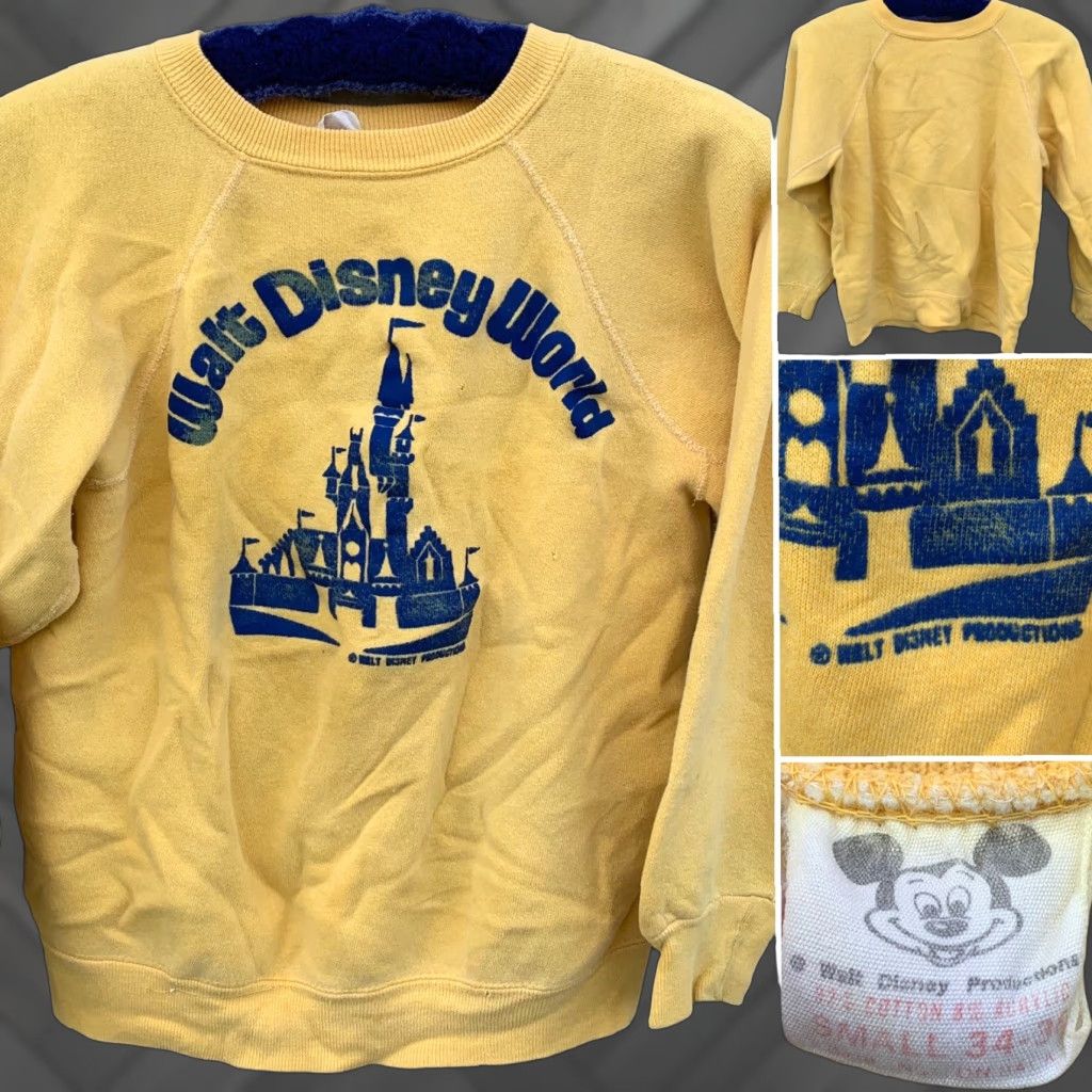 Disney VINTAGE Walt Disney Productions Raglan Sweatshirt S Men Yellow 80s Cartoon USA Retro Graphic Print pullover Size US S / EU 44-46 / 1 - 1 Thumbnail