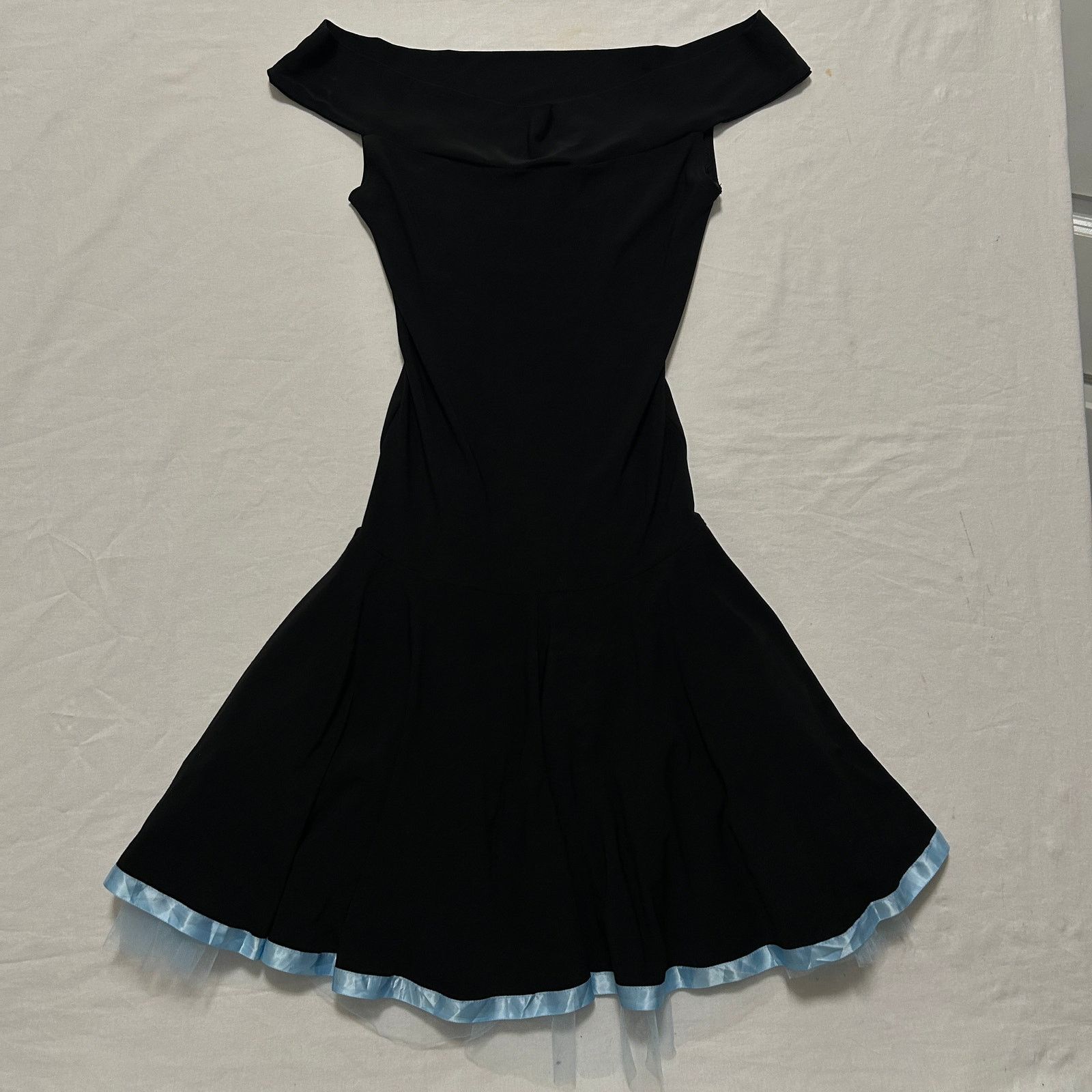 Other VTG Y2K Off The Shoulder Fairy Gothic Mini Dress Black Blue Size S / US 4 / IT 40 - 2 Thumbnail