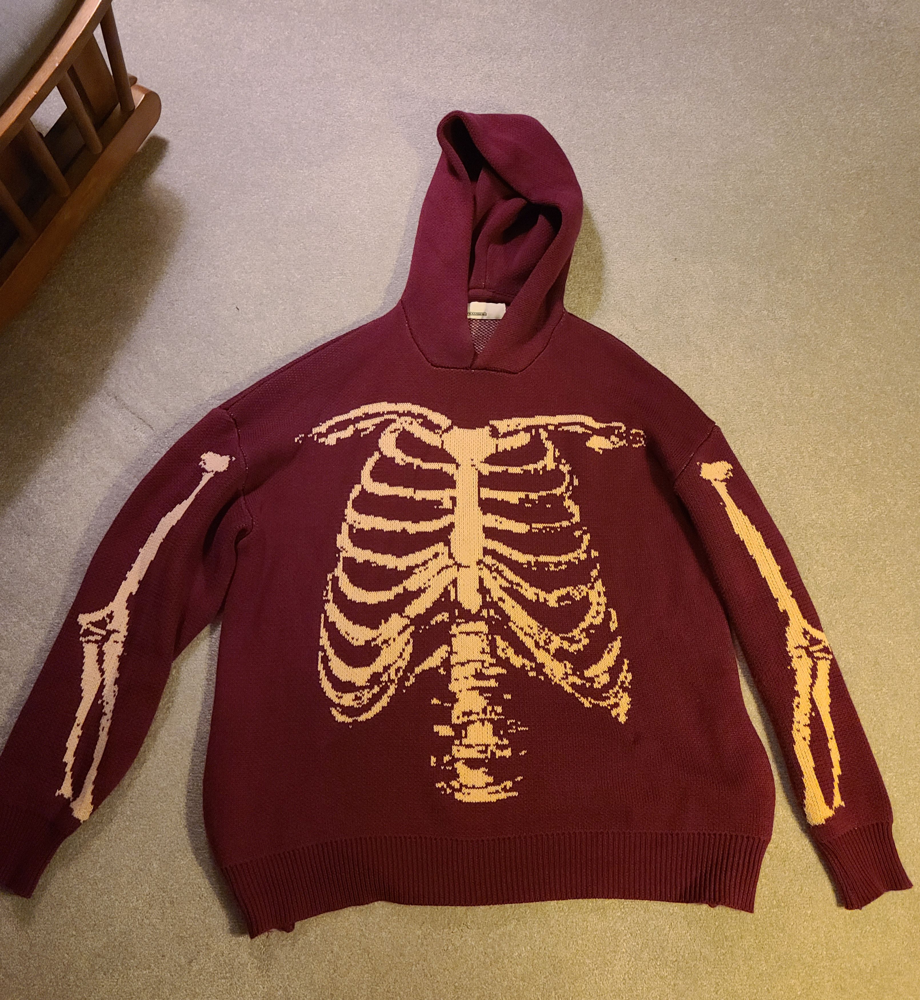 TeamSESH TeamSESH Oversized Knit Skeleton Hoodie (Fits like L) Size US M / EU 48-50 / 2 - 1 Thumbnail