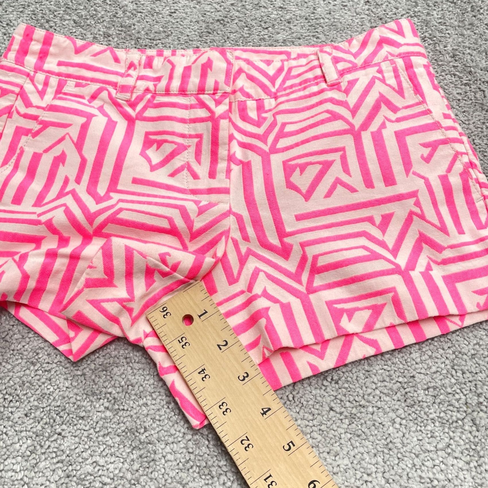 J.Crew J. Crew Geometric Azaka Chino shorts Womens 00 Tiki Neon Pink Casual Stretch Shirt Size 24" / US 00 / IT 34 - 7 Thumbnail