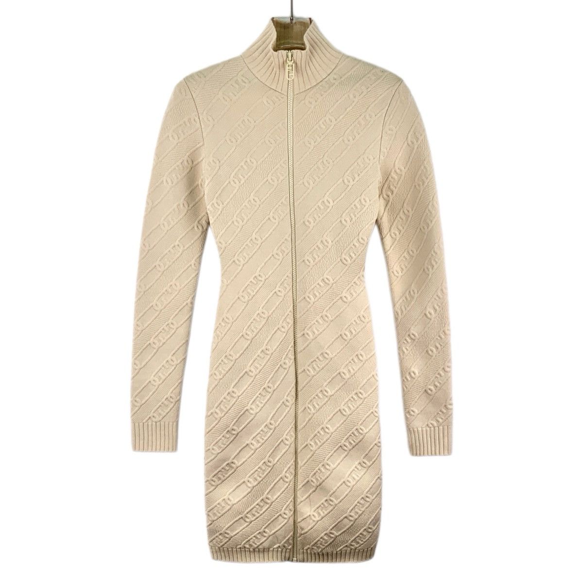 Fendi Fendi Beige Stand Collar Zipper Knit Dress K26WX Size S / US 4 / IT 40 - 1 Thumbnail
