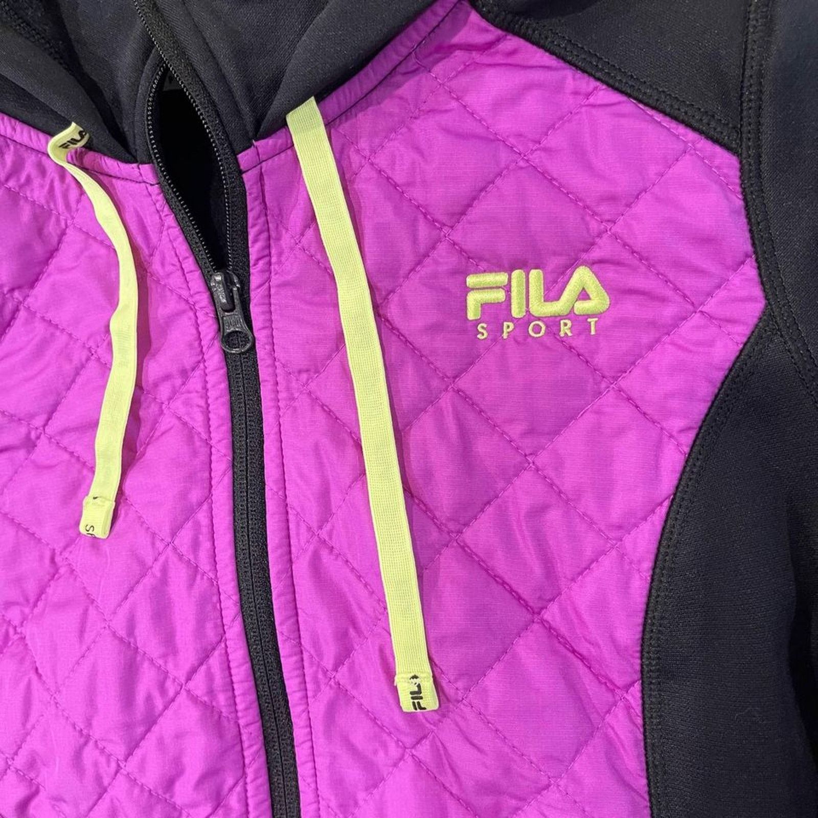 Fila Fila Sport Black Purple Full Zip Quilted Jacket Womens Small Size S / US 4 / IT 40 - 4 Thumbnail