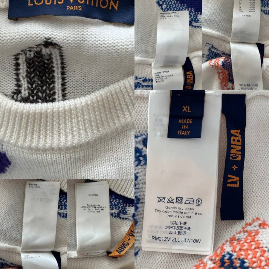 Louis Vuitton LOUIS VUITTON NBA WHITE MULTICOLOR LETTER WOOL SWEATER Size US XL / EU 56 / 4 - 3 Thumbnail