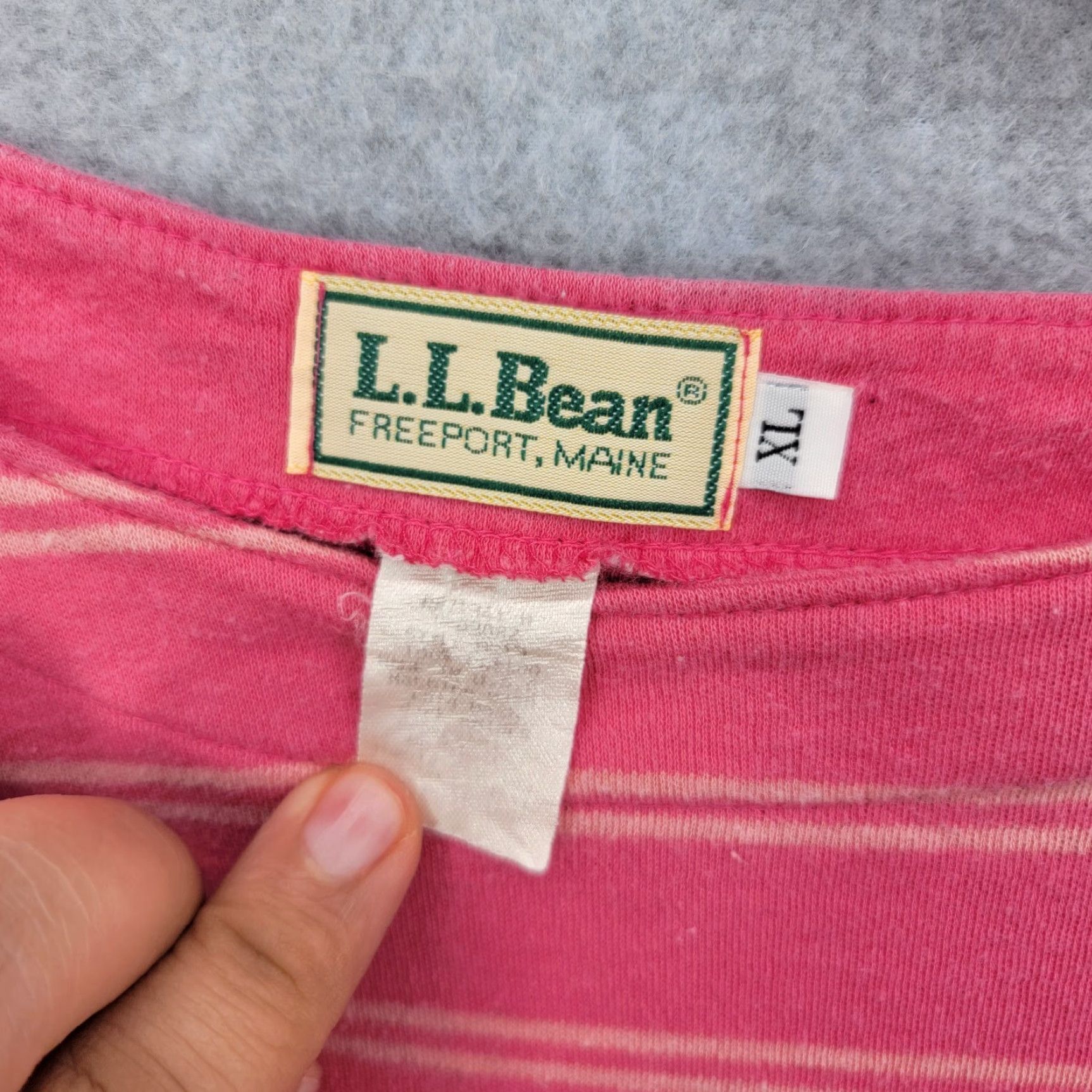 Vintage VINTAGE LL Bean shirt Womens XL Pink Striped Long Sleeve Crew Neck Size XL / US 12-14 / IT 48-50 - 2 Thumbnail
