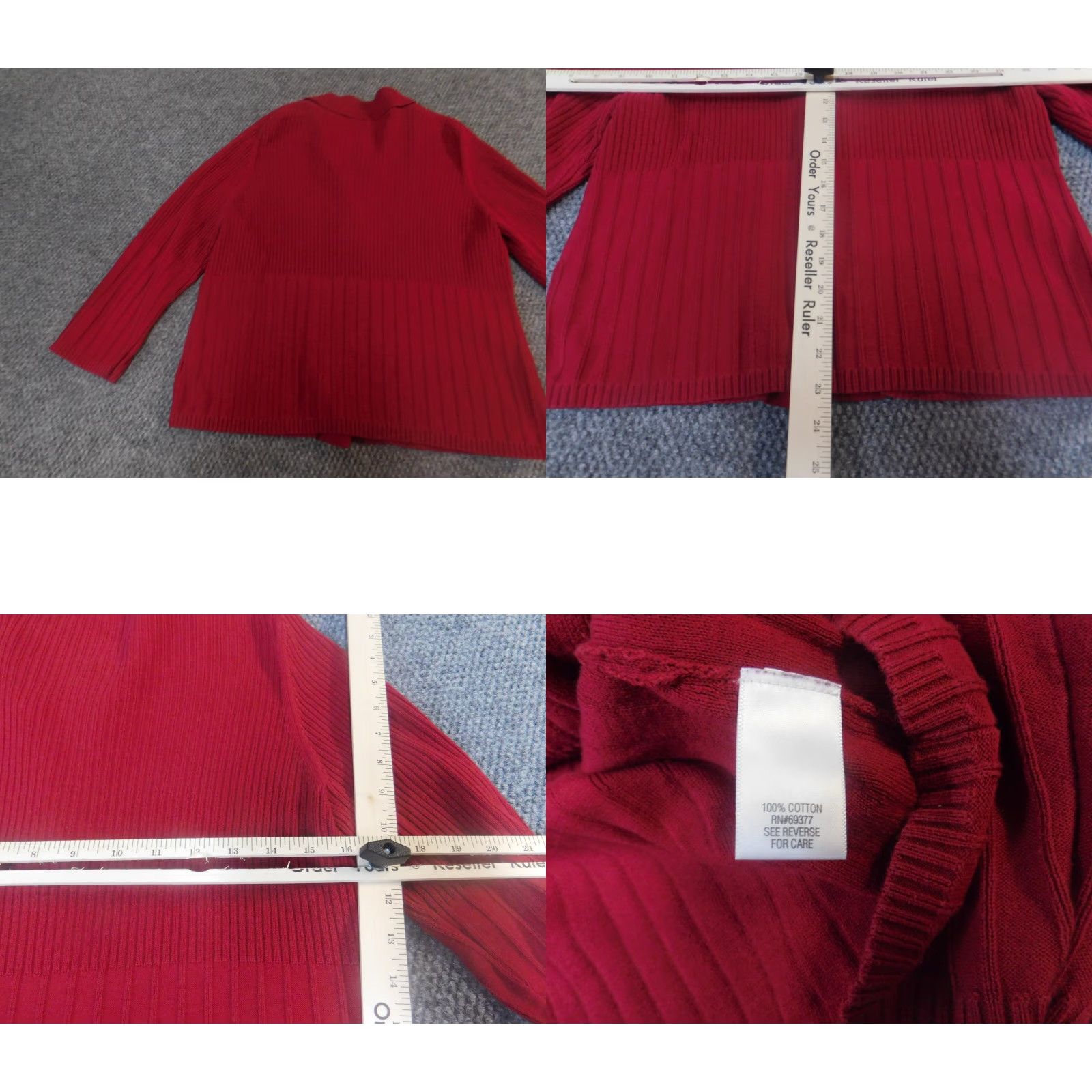 Croft & Barrow Croft & Barrow Womens Cardigan Sweater Medium Red Knit Mock Neck Zip Long Sleeve Cable-Knit Size M / US 6-8 / IT 42-44 - 8 Thumbnail