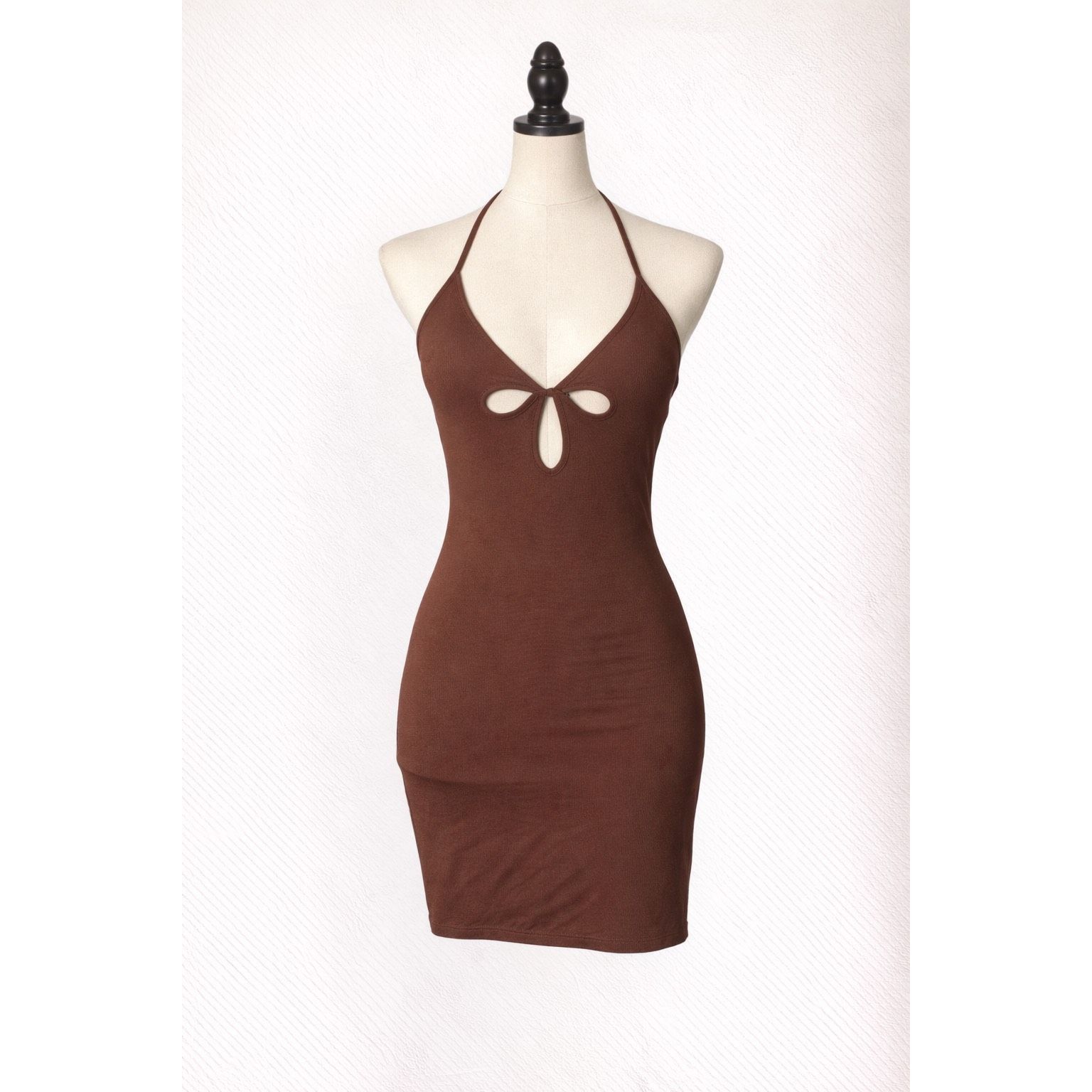 Shein Shein Brown Cut Out Halter Neck Bodycon Dress Women’s Small Size S / US 4 / IT 40 - 1 Thumbnail