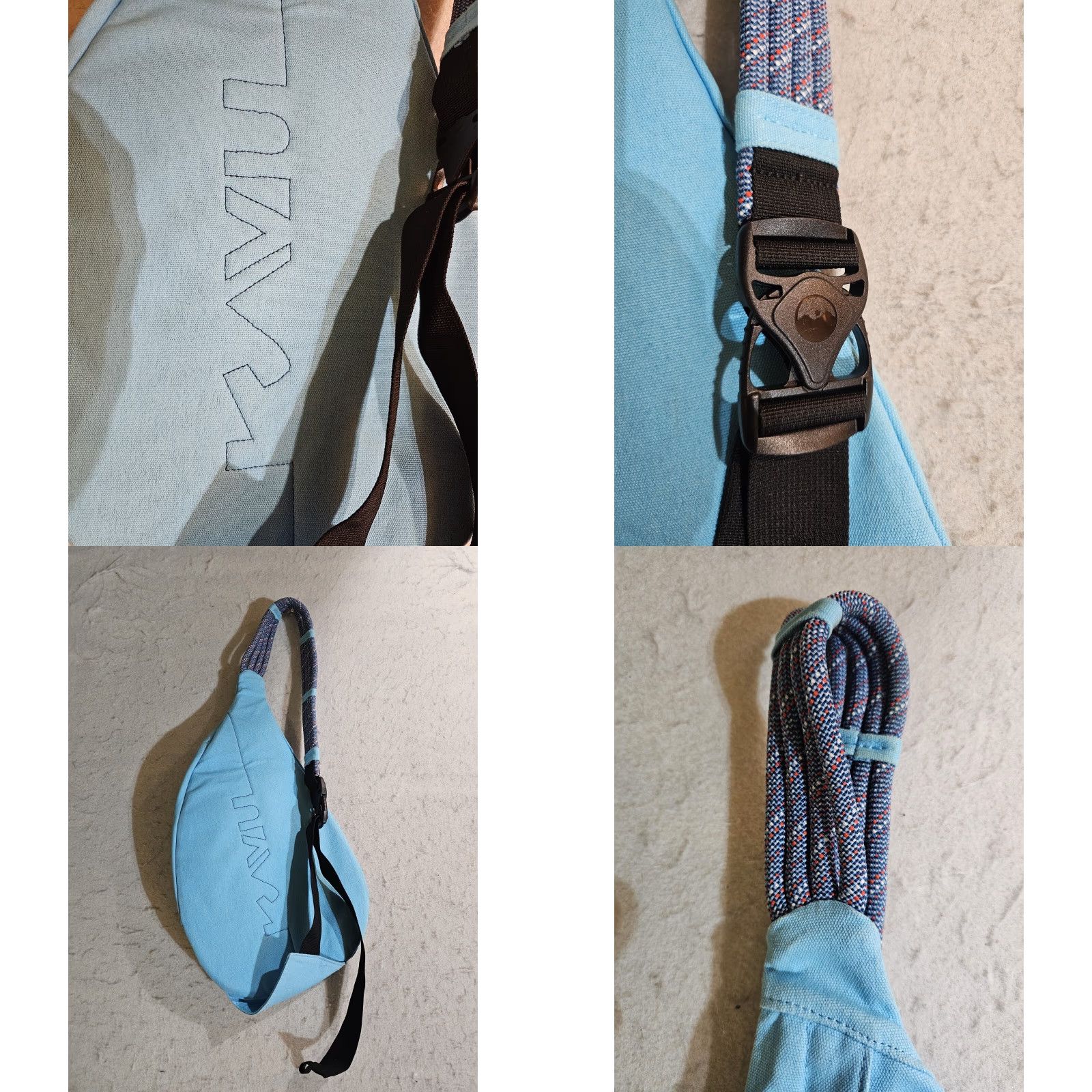 KAVU KAVU Rope Sling Bag Crossbody Backpack Cotton 5 Pocket Design - Medium Size Unisex Blue Size ONE SIZE - 8 Thumbnail