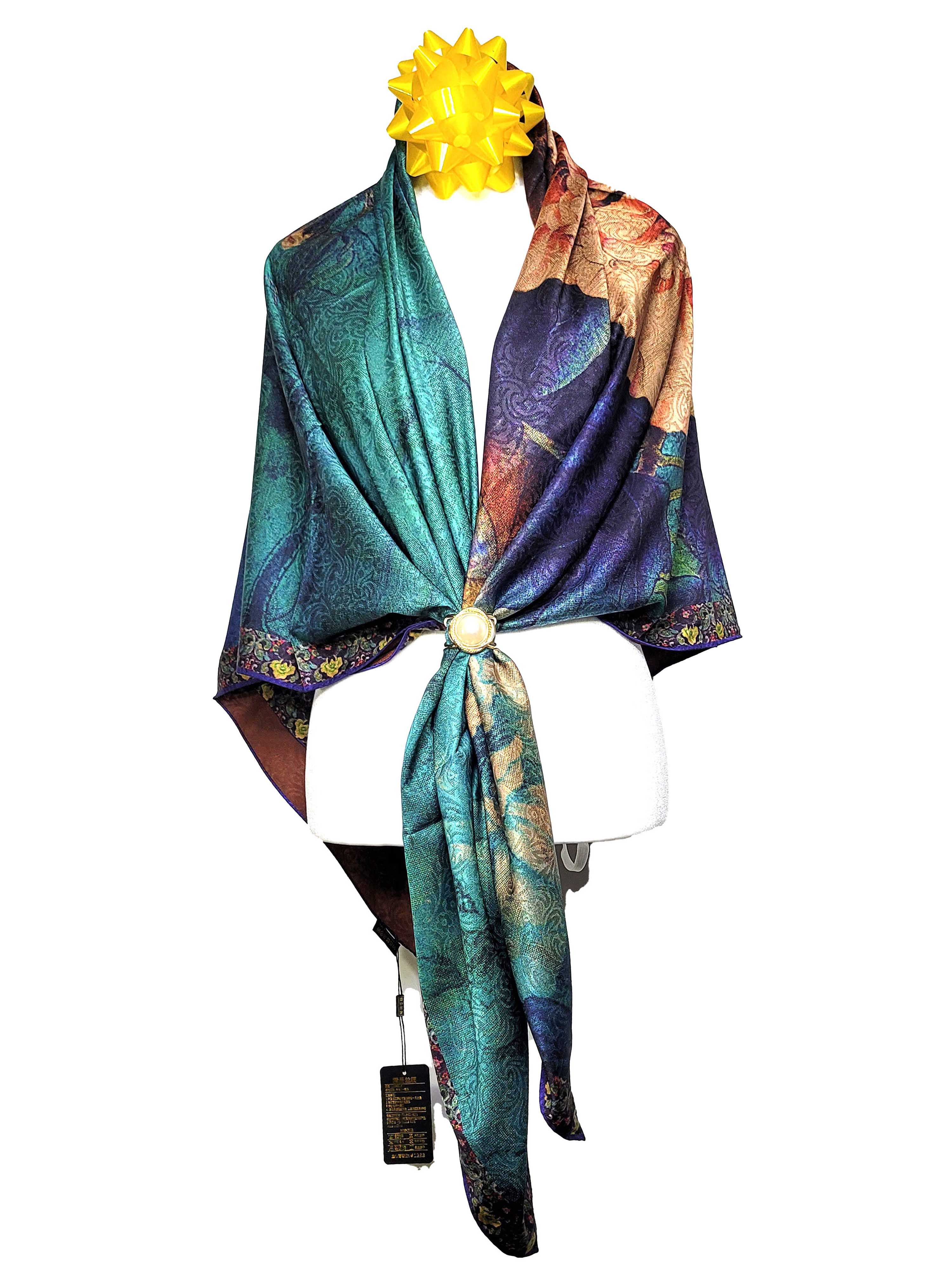 Other NWT Double Sided Silk Scarf 52"x52" Large Square Wrap 3215 Size ONE SIZE - 5 Thumbnail