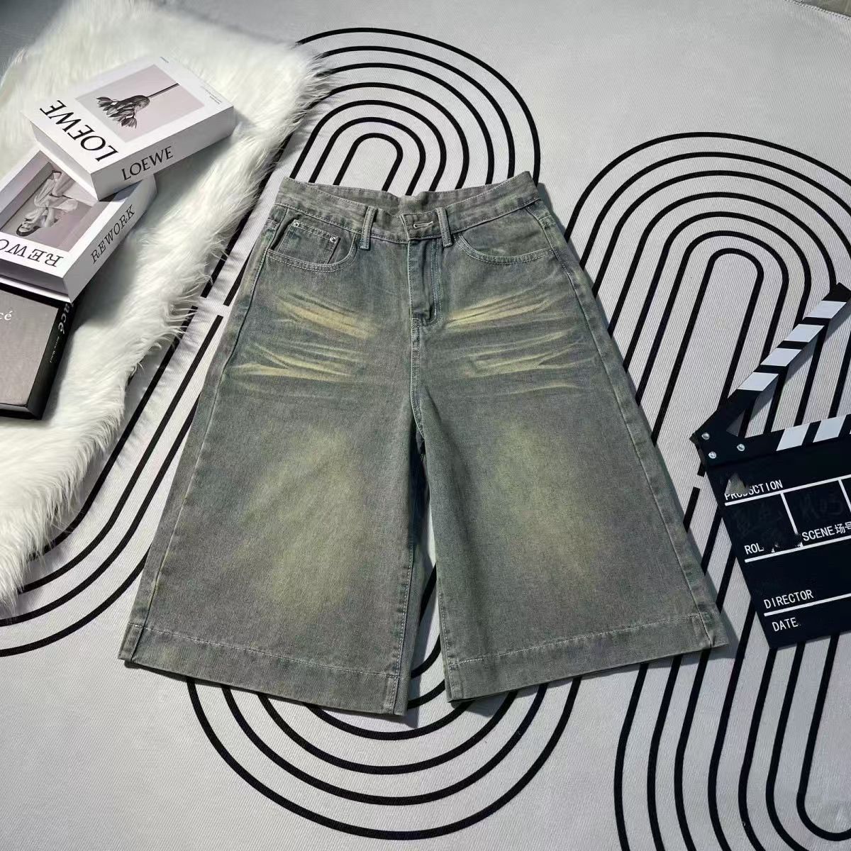 Japanese Brand × Jean Blue washed distressed vintage straight denim shorts Size US 32 / EU 48 - 2 Thumbnail