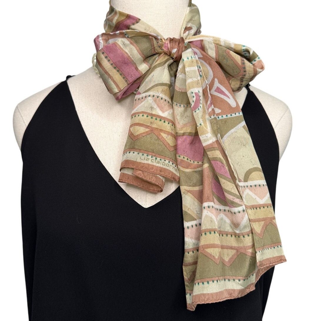 Vintage Vintage pastel Southwestern abstract print long scarf 10x52" Size ONE SIZE - 4 Thumbnail