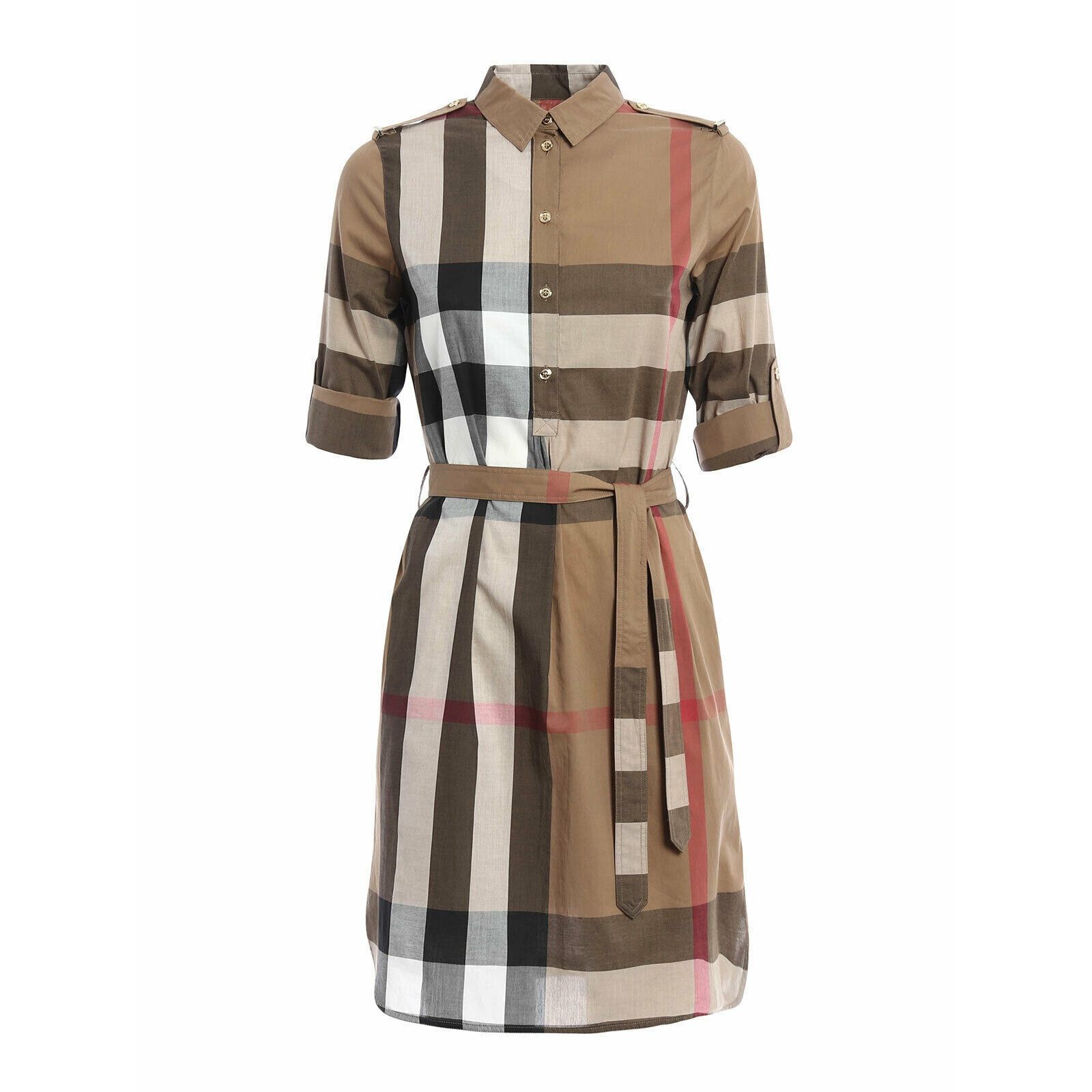 Burberry KELSY BROWN CHECK COTTON BELTED DRES S US 4 / UK 6 / EU 38 Size S / US 4 / IT 40 - 1 Thumbnail