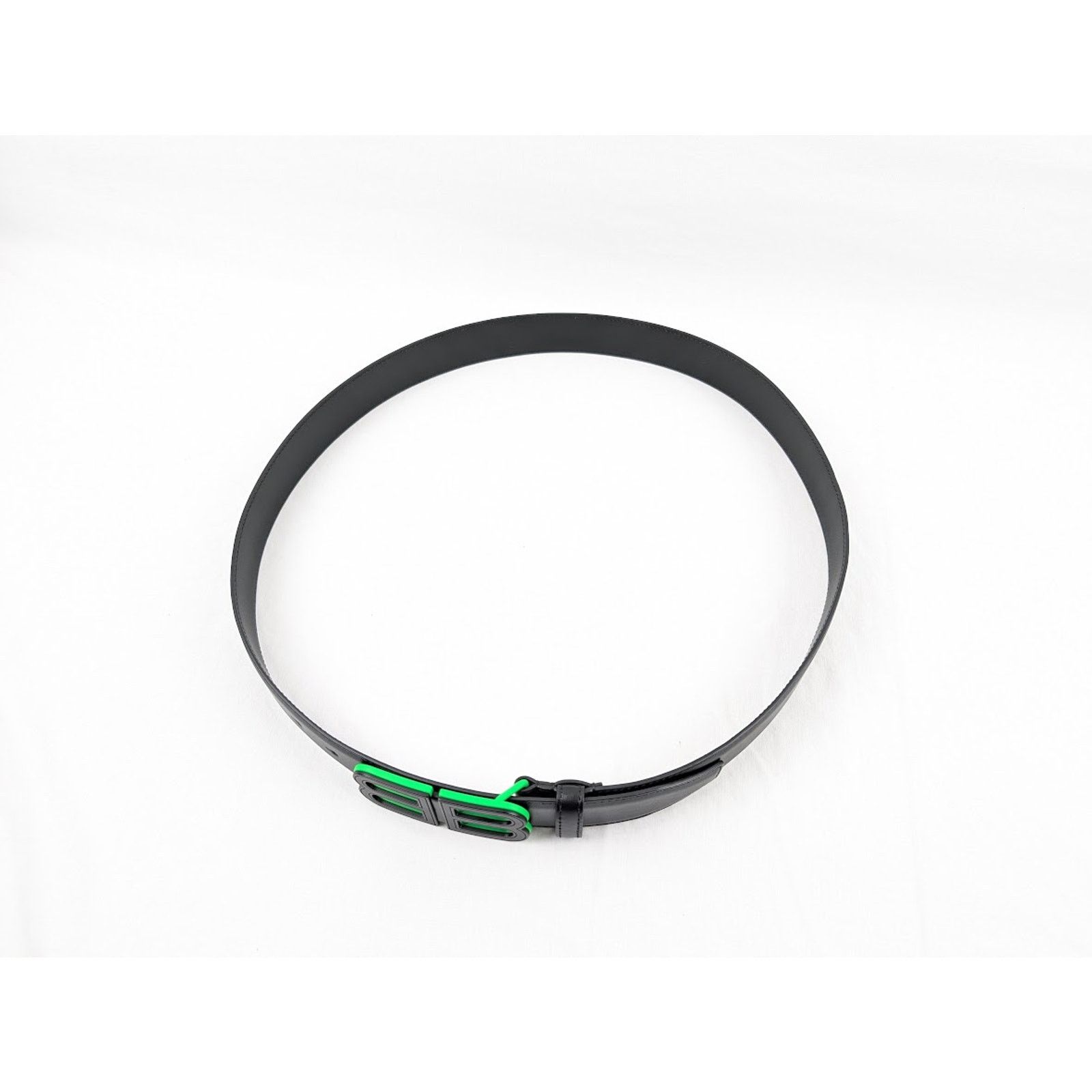 Balenciaga o1rshd1 Size:110 / BB Hourglass Large Belt Black/Green Size 42 - 16 Thumbnail