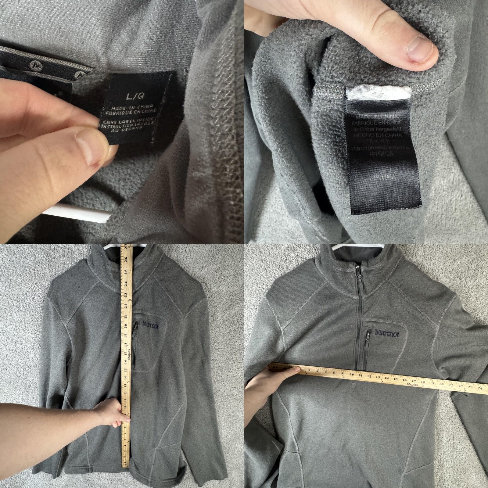 Marmot Marmot Mens Large Gray 1/4 Zip Fleece Pullover Mock Neck Chest Pocket Outdoor Hiking Shirt Size US L / EU 52-54 / 3 - 8 Thumbnail