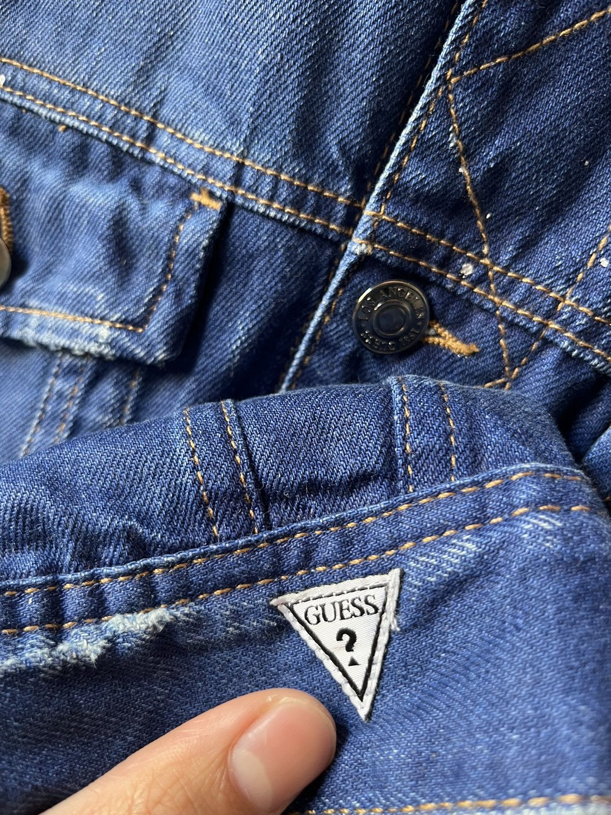 Designer × Guess Guess Jeans Denim Rex Jacket Distressed Paint Splatter Size US L / EU 52-54 / 3 - 9 Thumbnail
