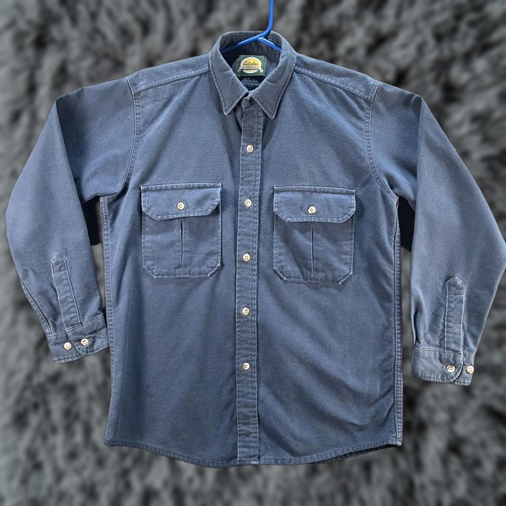 Vintage Cabela's Shirt Mens Large Blue Chamois Outdoors Workwear Double Pocket Button Up Size US XL / EU 56 / 4 - 1 Thumbnail