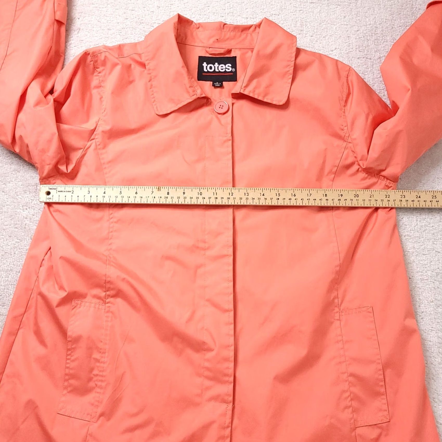 Vintage Totes Womens Orange Long Sleeves Pockets Button Up Rain Coat Large Coat Mens? Size L / US 10 / IT 46 - 2 Thumbnail