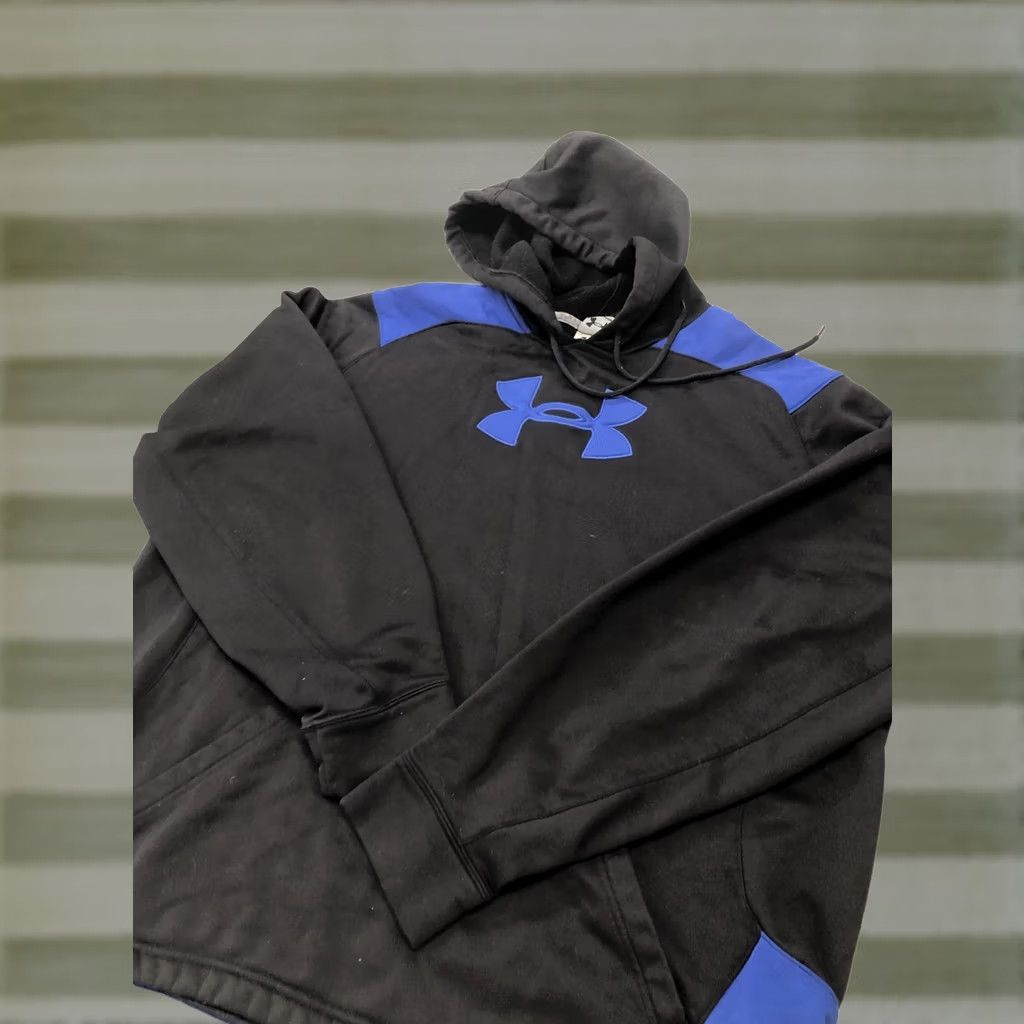 Under Armour VINTAGE Under Armour Hoodie Men L Black Blue Logo Loose Fit Hooded Pullover Regular Storm Outdoor Running & Jogging Size US L / EU 52-54 / 3 - 1 Thumbnail