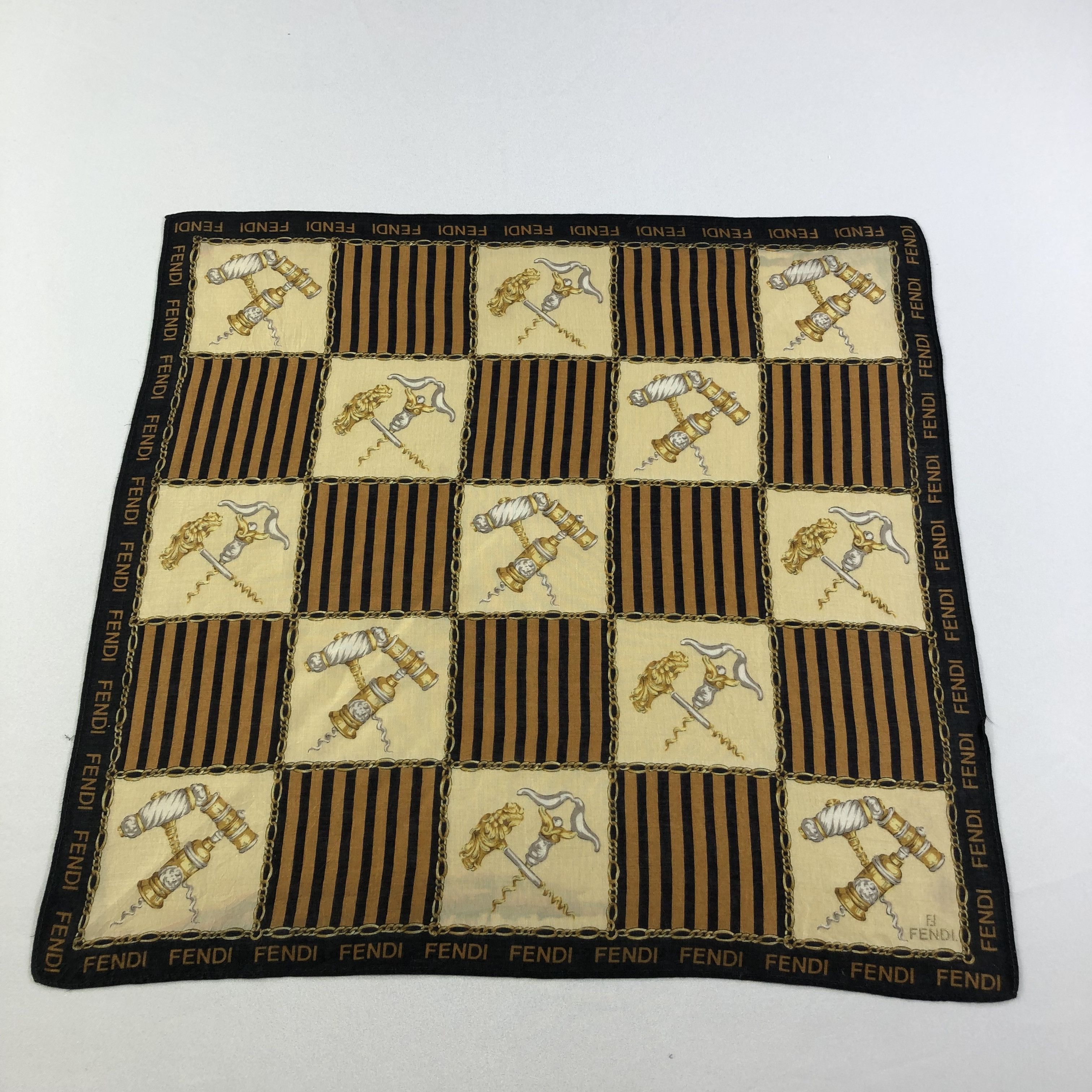 Japanese Brand Fendi Corkscrew Handkerchief Neckerchief Bandana H2093 Size ONE SIZE - 3 Thumbnail
