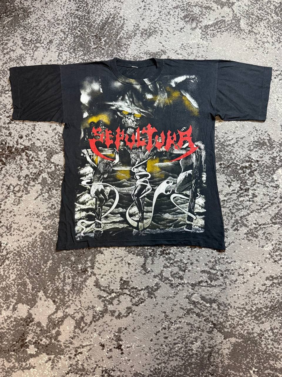 Vintage Sepultura Vintage 90s Morbid Visions big all over print Meta Size US L / EU 52-54 / 3 - 1 Thumbnail