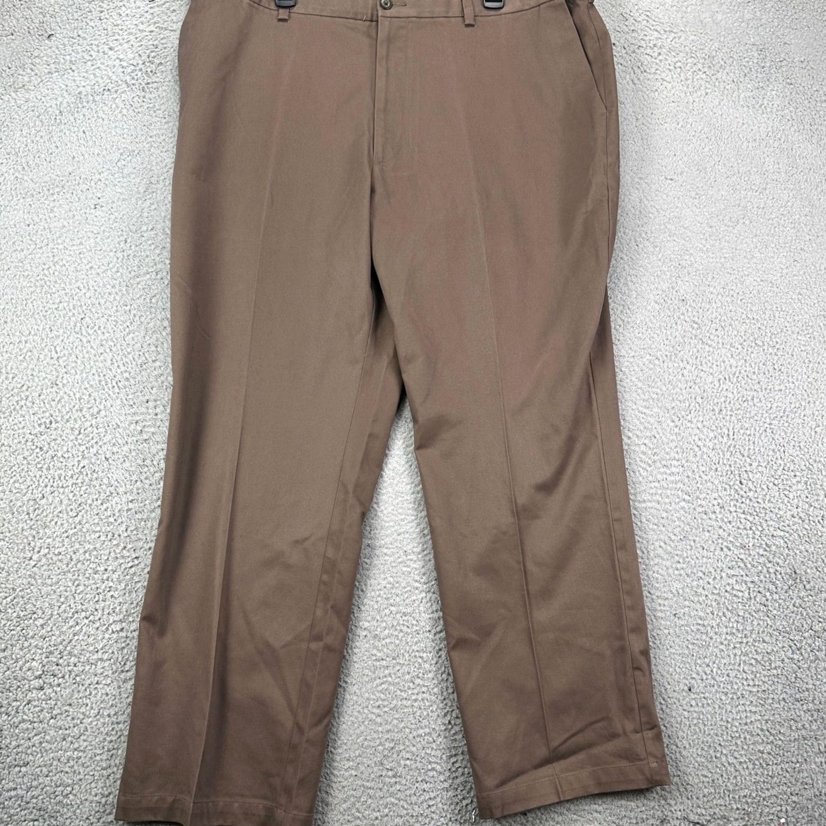 Vintage David Taylor Pants Khaki Men 42X30 Brown Flat Front Classic Fit Chino Casual NEW Size US 42 / EU 58 - 3 Thumbnail