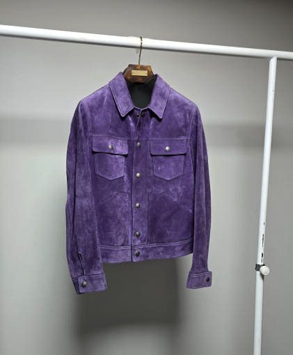 Tom Ford o1sm1stk0725 Cashmere Suede Trucker Jacket in Violet Size US M / EU 48-50 / 2 - 2 Thumbnail