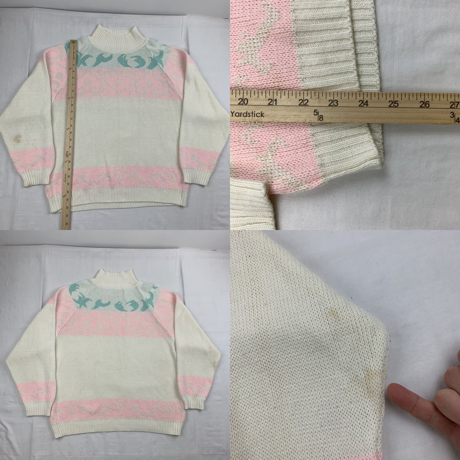 Vintage VINTAGE Fresh Young Image Sweater Womens Medium White Mock Neck Pullover Knit 90s 80s Size M / US 6-8 / IT 42-44 - 8 Thumbnail