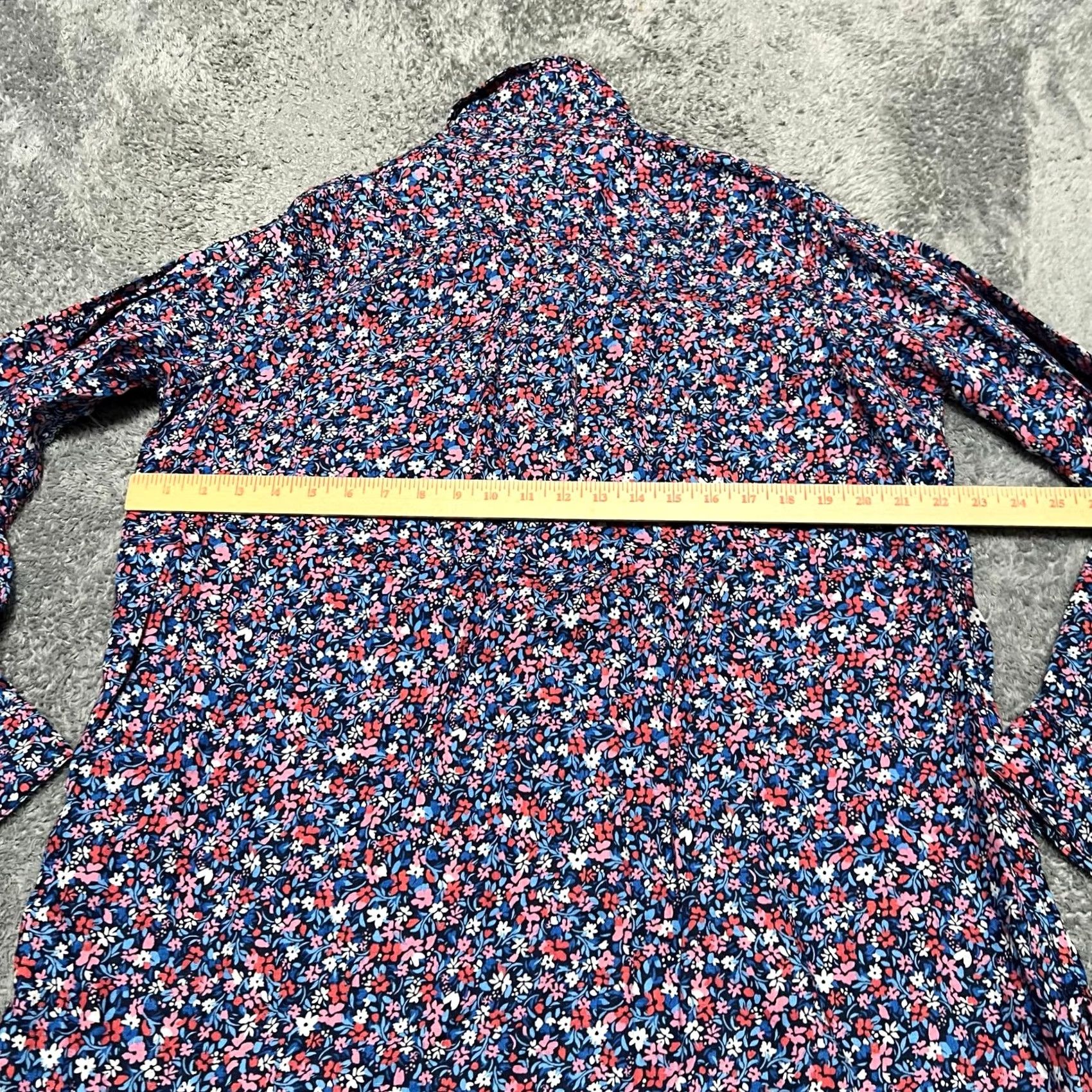 Vintage Draper James Lands' End Shirt Womens Large L Button-Up Cottagecore Floral Linen Blue Women's L Regular Size L / US 10 / IT 46 - 4 Thumbnail