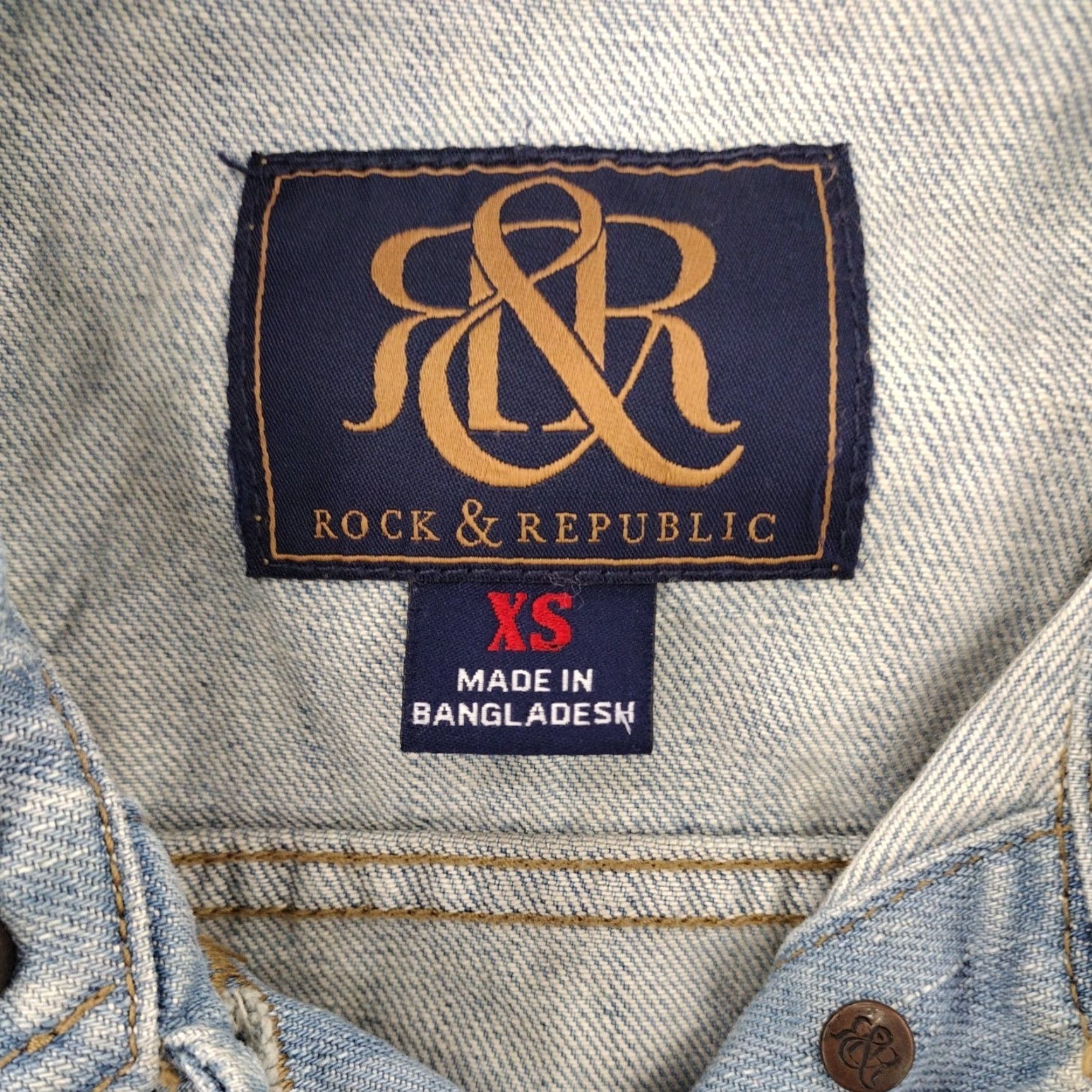 Vintage VINTAGE Rock & Republic Vest Women's XS Studded Collar Denim Blue Grunge Rockabilly Size XS / US 0-2 / IT 36-38 - 3 Thumbnail