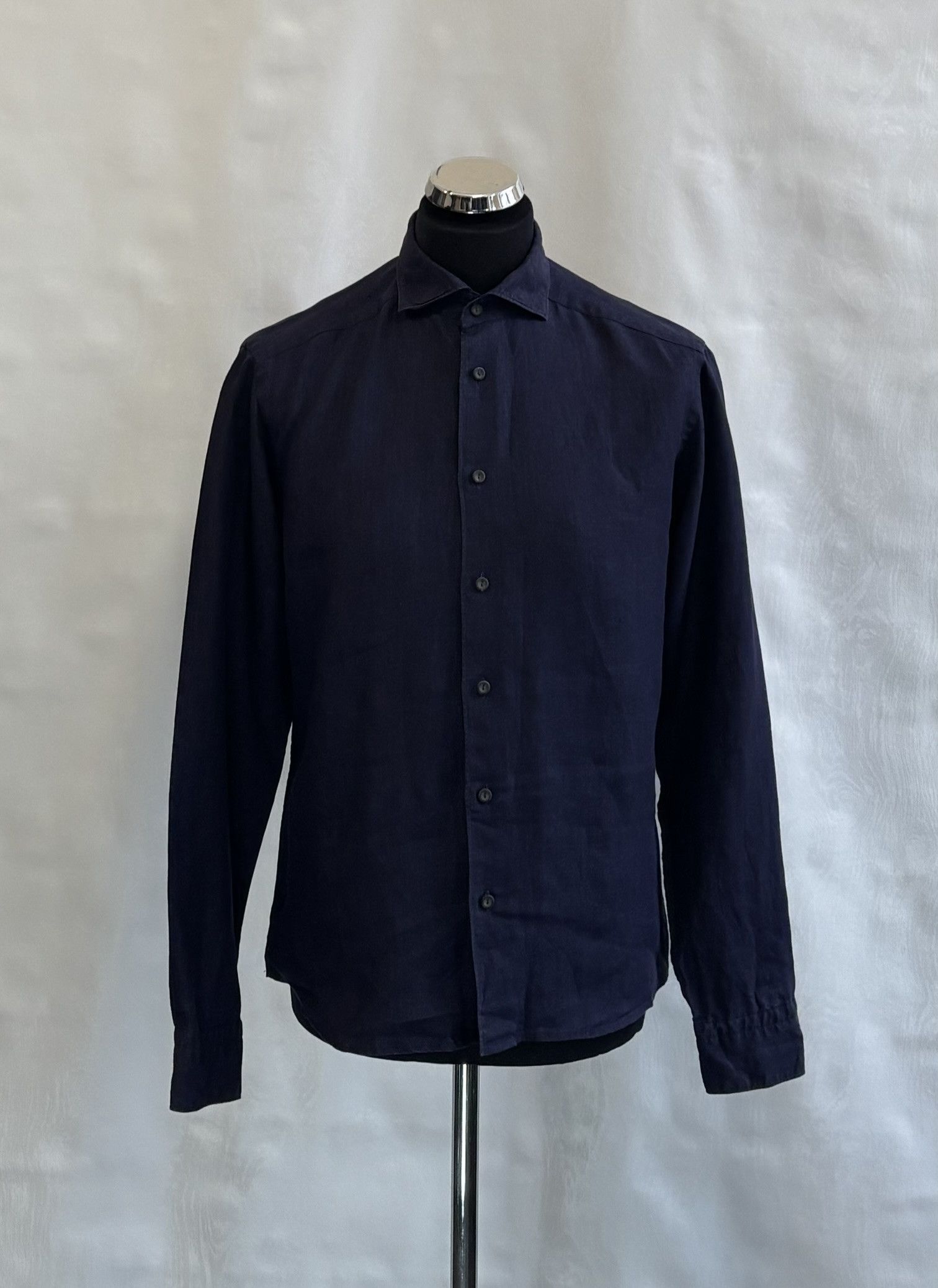 Eton Eton Slim Shirt Navy 100% Linen Size 40 Size US L / EU 52-54 / 3 - 1 Thumbnail