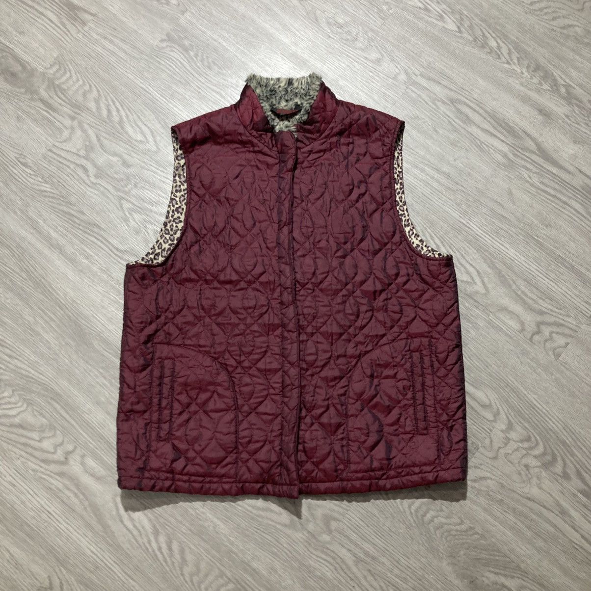 If Six Was Nine 2000s Ramlossa Puffer Inner Leopard Motif Vest Red Lgb Size US L / EU 52-54 / 3 - 3 Thumbnail