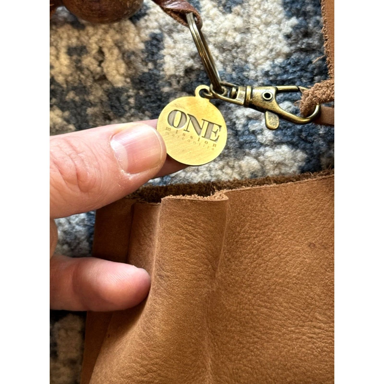 Vintage One Mission Mercantile Tote Bag Brown Nubuck Leather Yasmina Large Woman Womens Bag Square 16x14x5 Casual Designer Size ONE SIZE - 2 Thumbnail