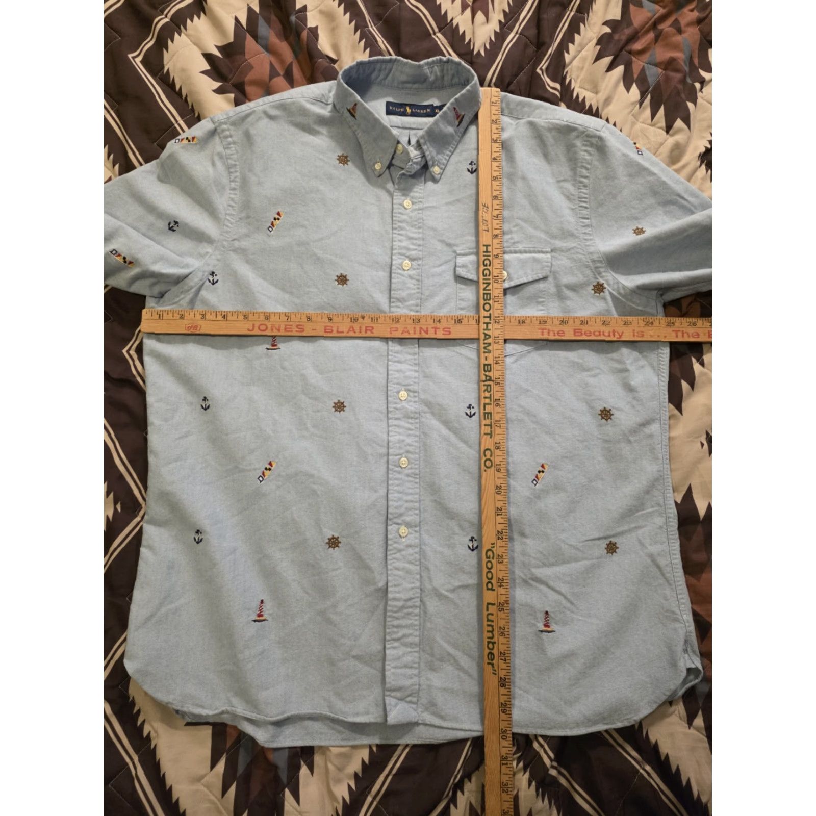 Ralph Lauren Ralph Lauren Oxford Button-Down Shirt All Over Nautical Embroidered Blue Mens XL Size US XL / EU 56 / 4 - 7 Thumbnail