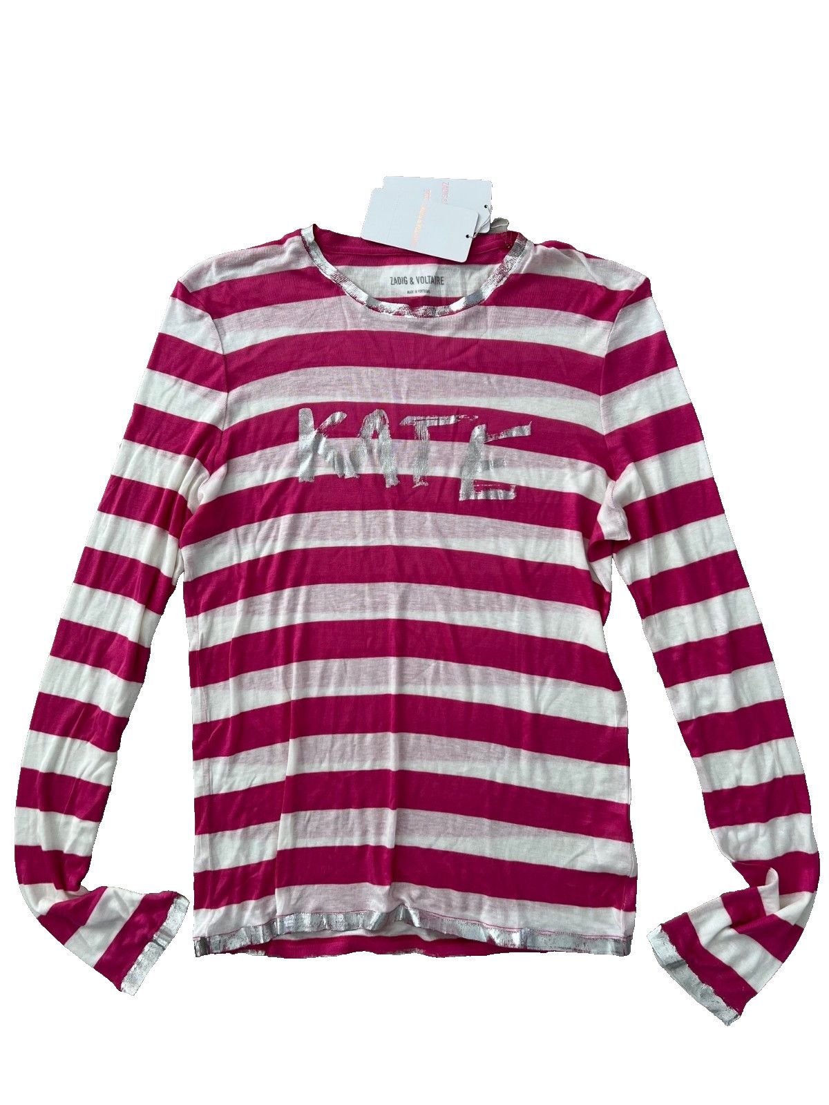 Zadig & Voltaire Zadig & Voltaire Willy Stripes Kate Top Fuchsia White ( M ) Size M / US 6-8 / IT 42-44 - 2 Thumbnail
