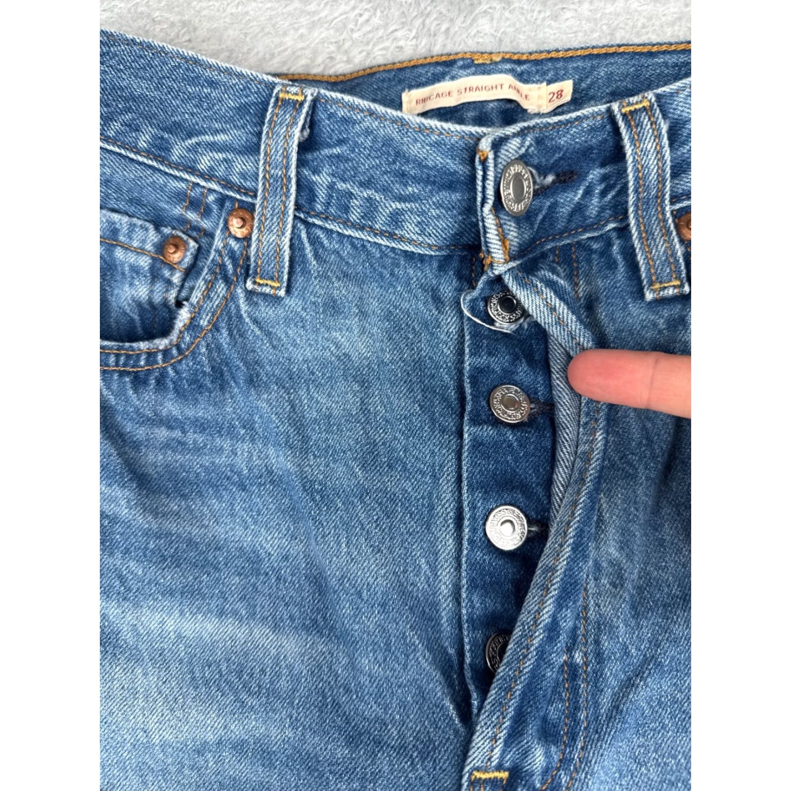 Levi's Levis Premium Jeans Women 28 Blue Big E Ribcage Straight Ankle Cotton 28x27 Size 28" / US 6 / IT 42 - 5 Thumbnail