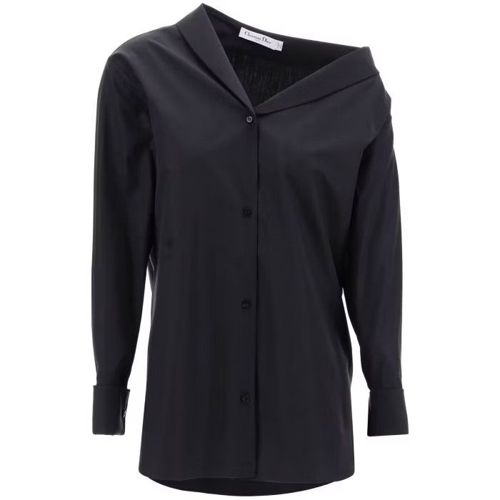 image of Dior O1S22I1N0524 Asymmetric Shirt In Black, Women's (Size XS)