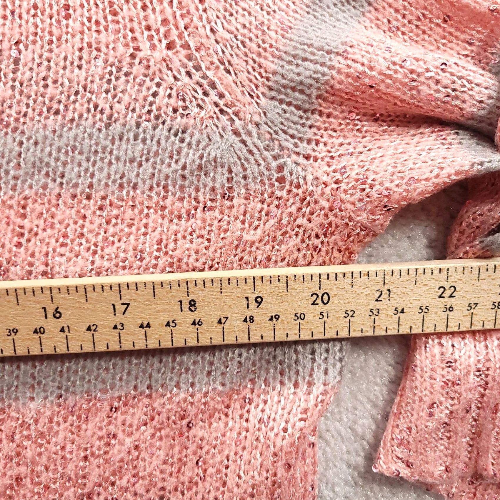Vintage Maurices Sweater Womens 2 Sequined Pink Gray Striped Sleeve Scoop Neck Size XS / US 0-2 / IT 36-38 - 4 Thumbnail