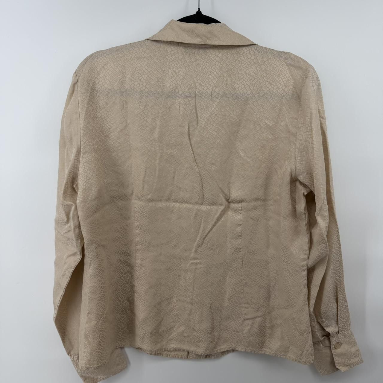 Other Vintage Robbie Bee 100% Silk Button Front Blouse Beige Size L / US 10 / IT 46 - 3 Thumbnail
