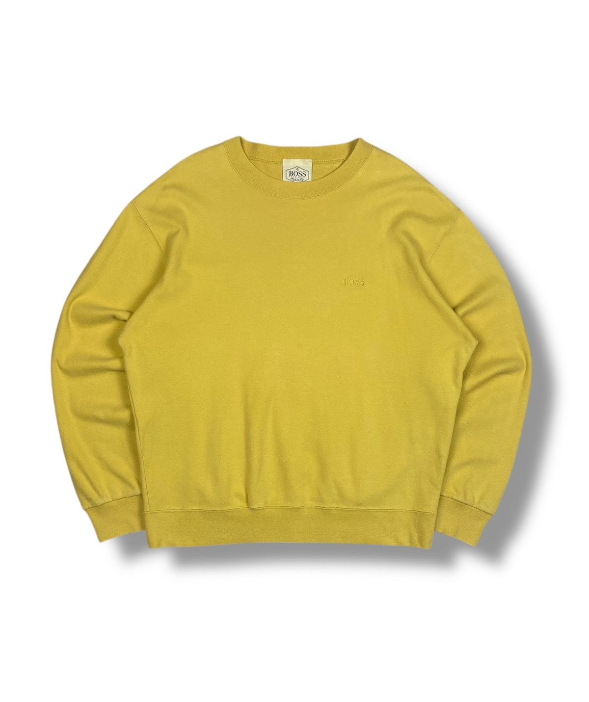 Hugo Boss Vintage 90s Hugo Boss Heritage Crewneck Sweatshirt Yellow Size US L / EU 52-54 / 3 - 1 Thumbnail