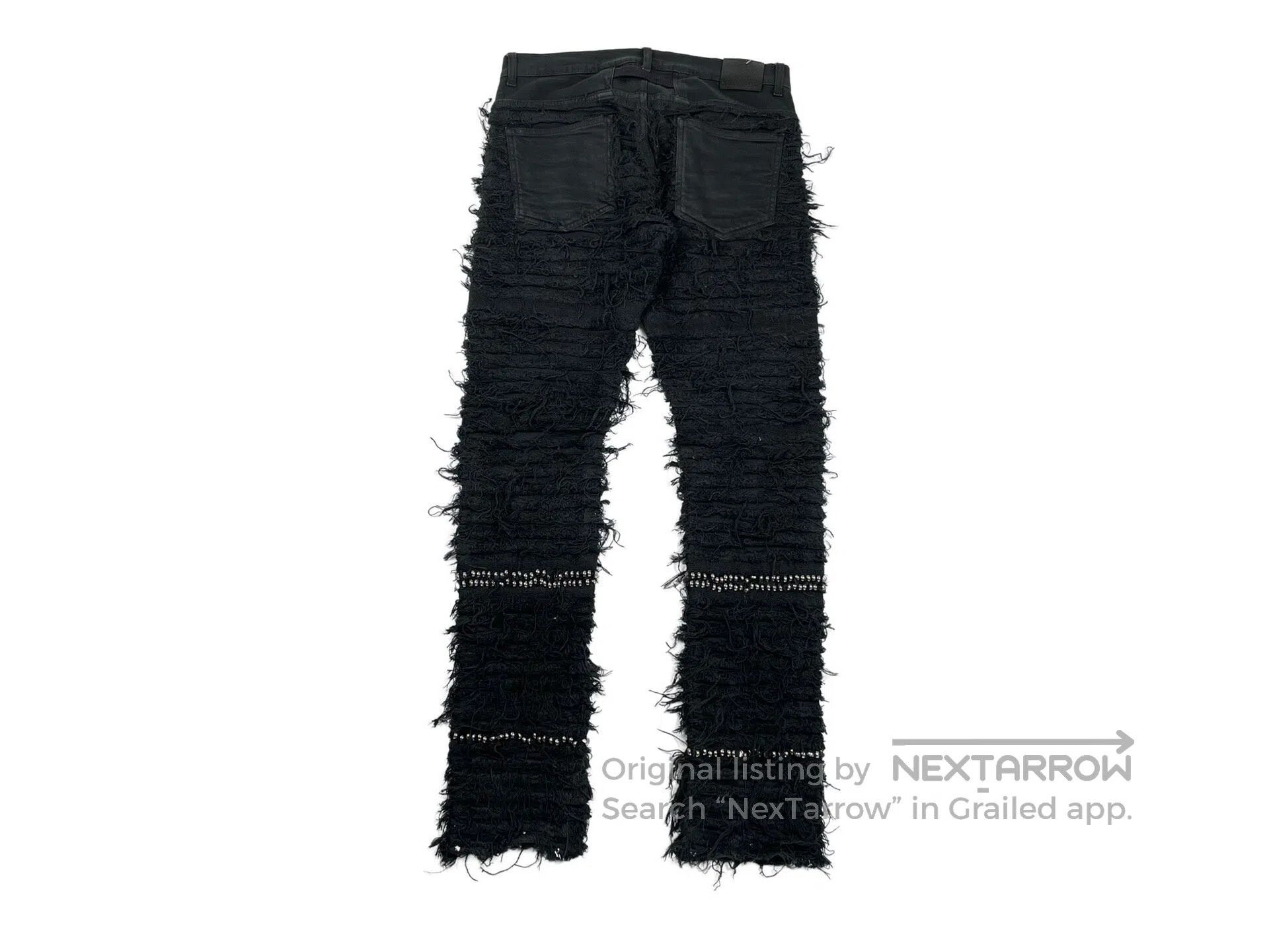 blackmerle Blackmerle Fringed Destroyed Studs Denim Pants Size US 32 / EU 48 - 2 Thumbnail