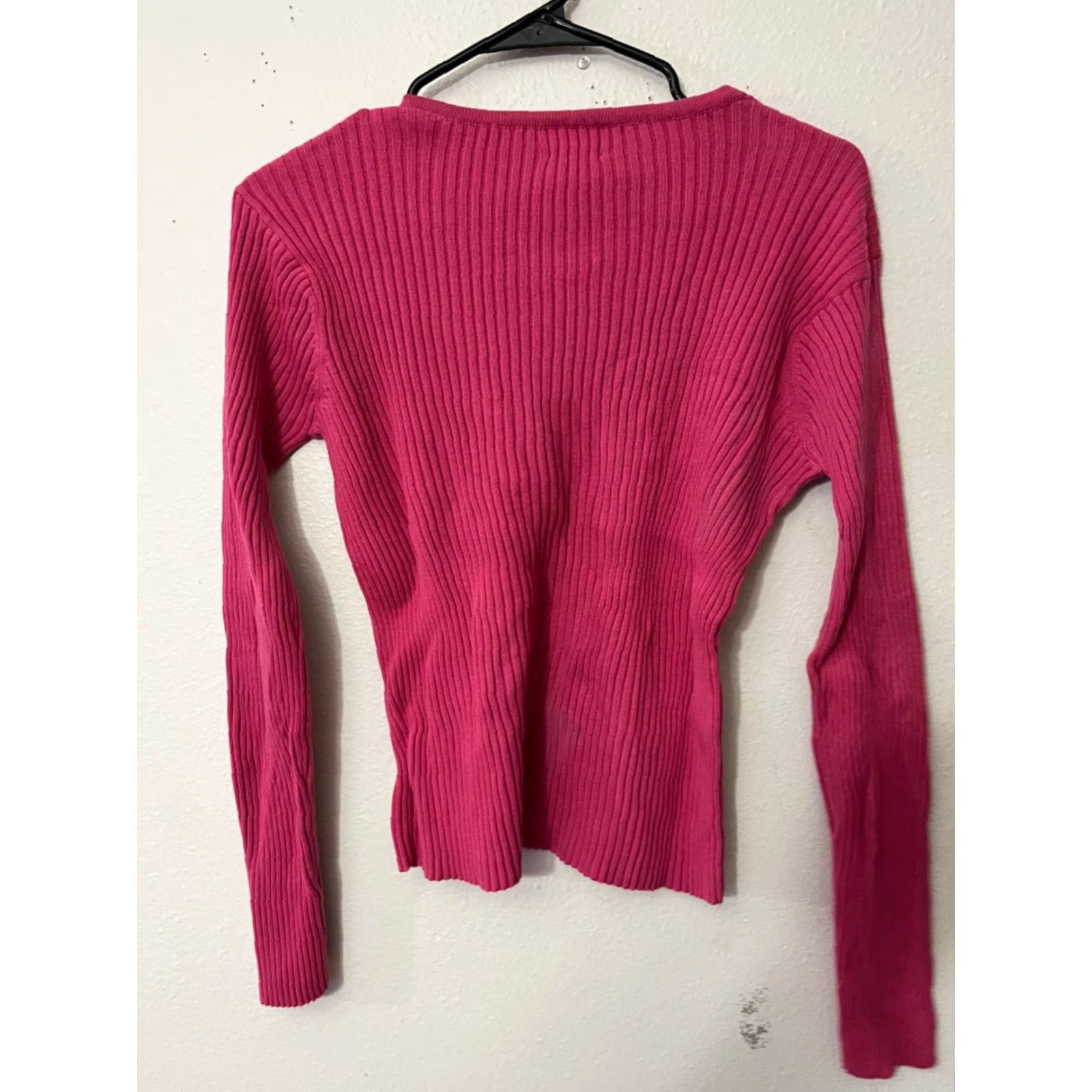 Calvin Klein Calvin Klein Jeans Ribbed Cable V-neck Sweater Pink Size Medium Cotton Womens Size M / US 6-8 / IT 42-44 - 4 Thumbnail