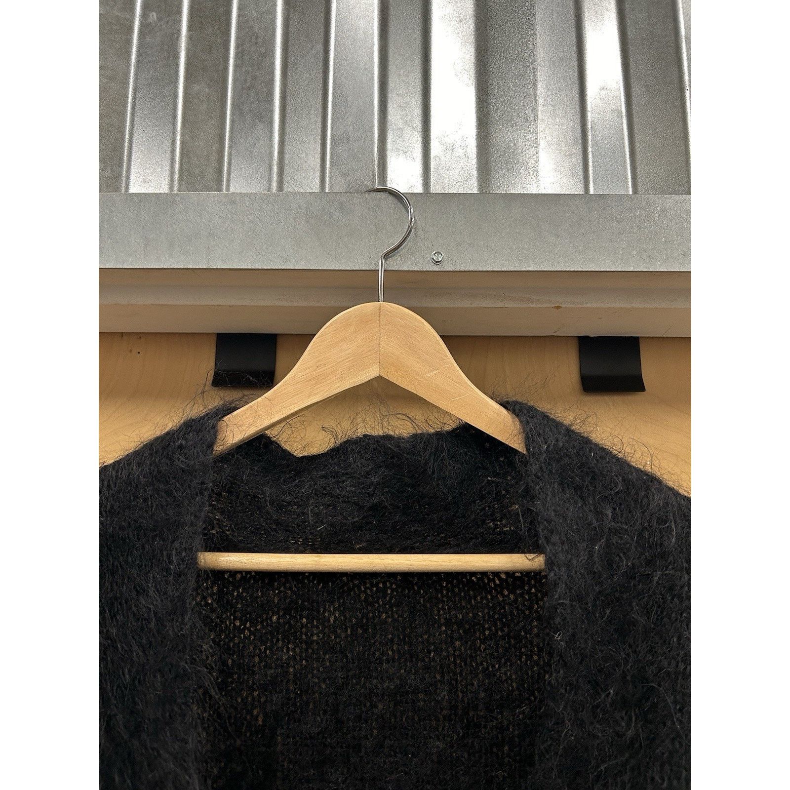 Handmade Black Mohair Shaggy Cardigan Sweater Size XL Cobain Fuzzy Size US XL / EU 56 / 4 - 4 Thumbnail