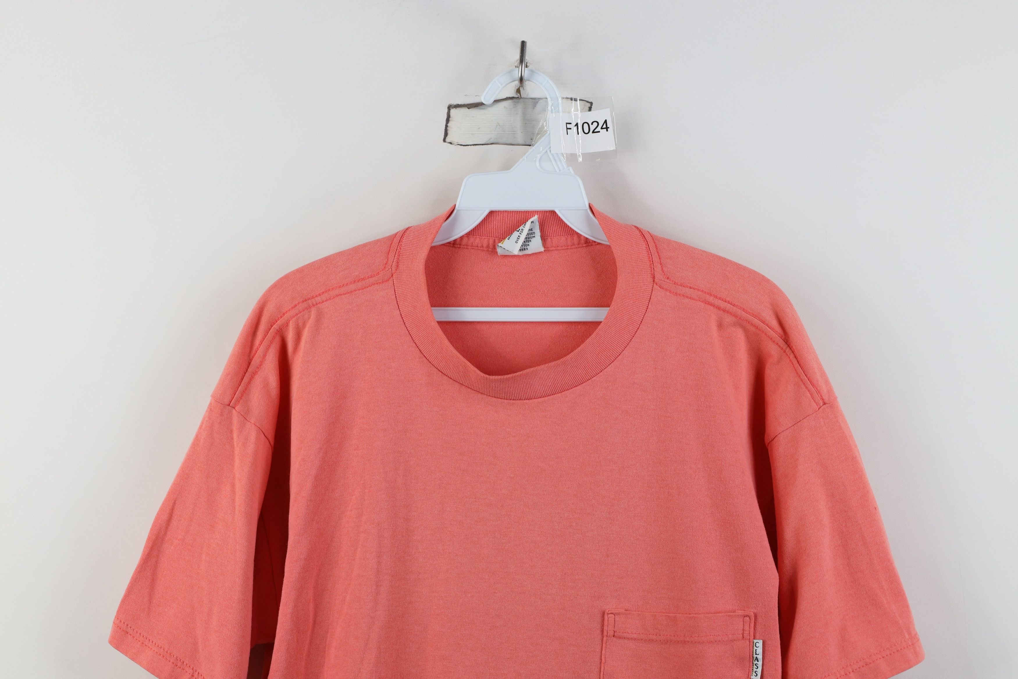 Vintage Vintage 90s Streetwear Blank Boxy Pocket T-Shirt Salmon USA Size L / US 10 / IT 46 - 2 Thumbnail