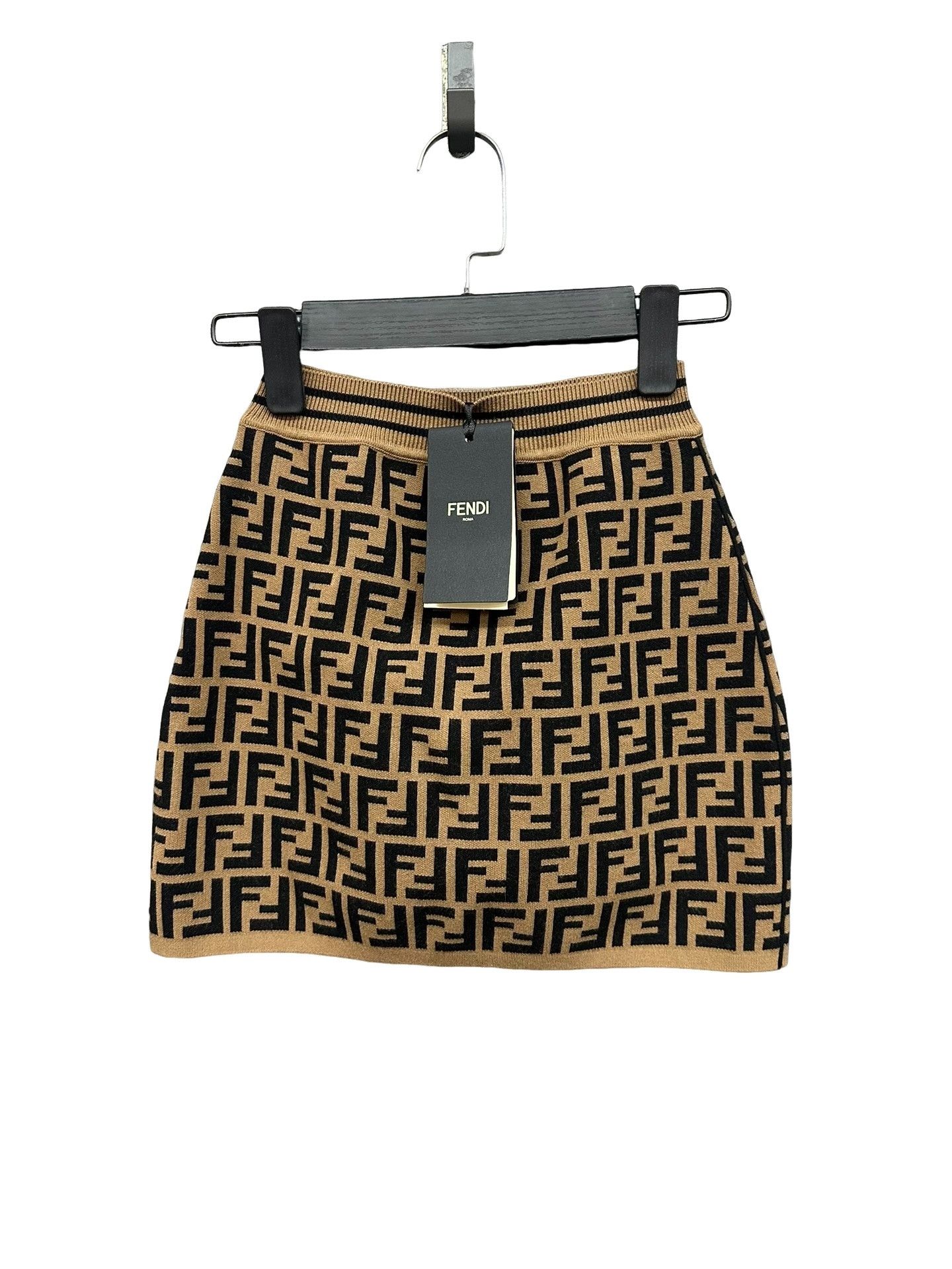 Fendi Fendi Kids Zucca Monogram Knit Mini Skirt 9A Size 25" / US 0 / IT 36 - 1 Thumbnail