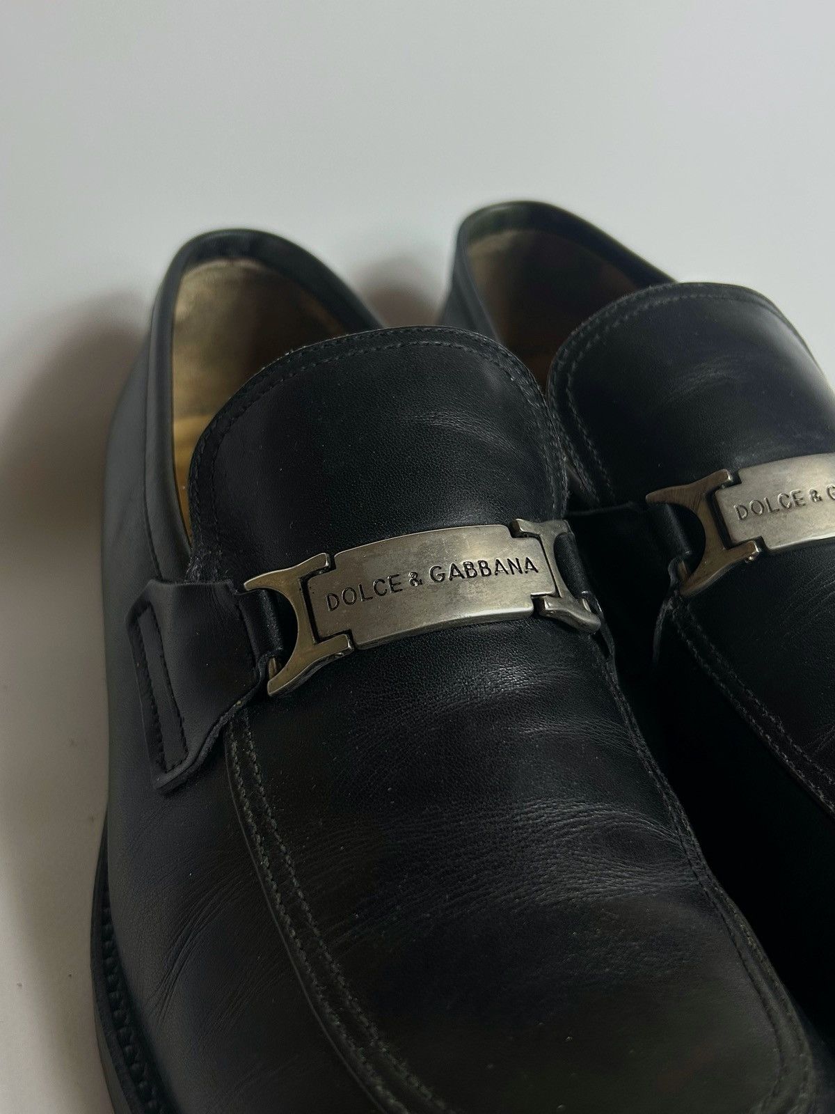 Dolce & Gabbana Vintage Dolce & Gabbana Metal Logo Leather Loafers Size US 10 / EU 43 - 6 Thumbnail