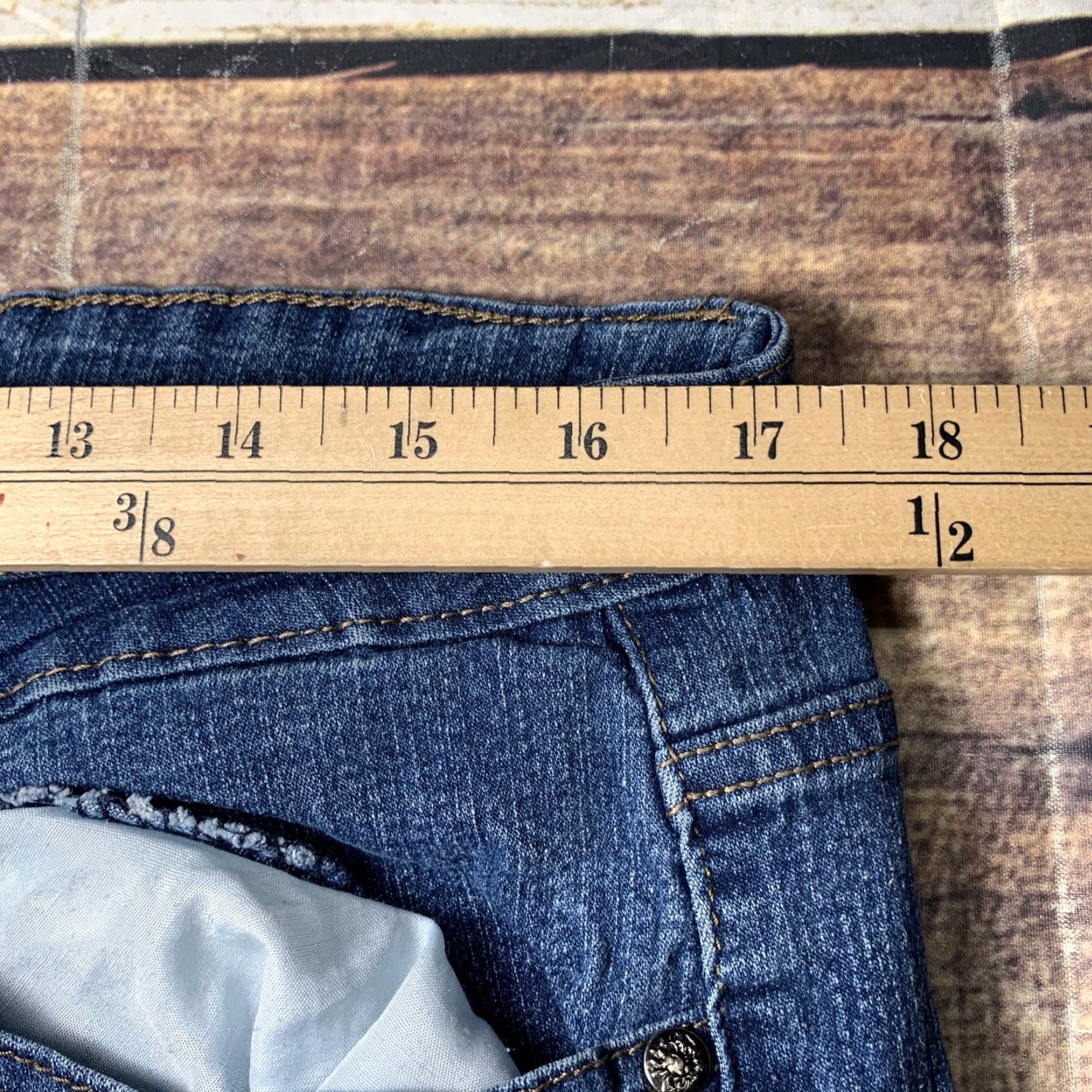 Vintage VINTAGE American Quality AQ Jeans Women Slim Distressed 18 Plus 36 x 31 Blue Denim Stretch Size 40" / US 18 - 7 Thumbnail
