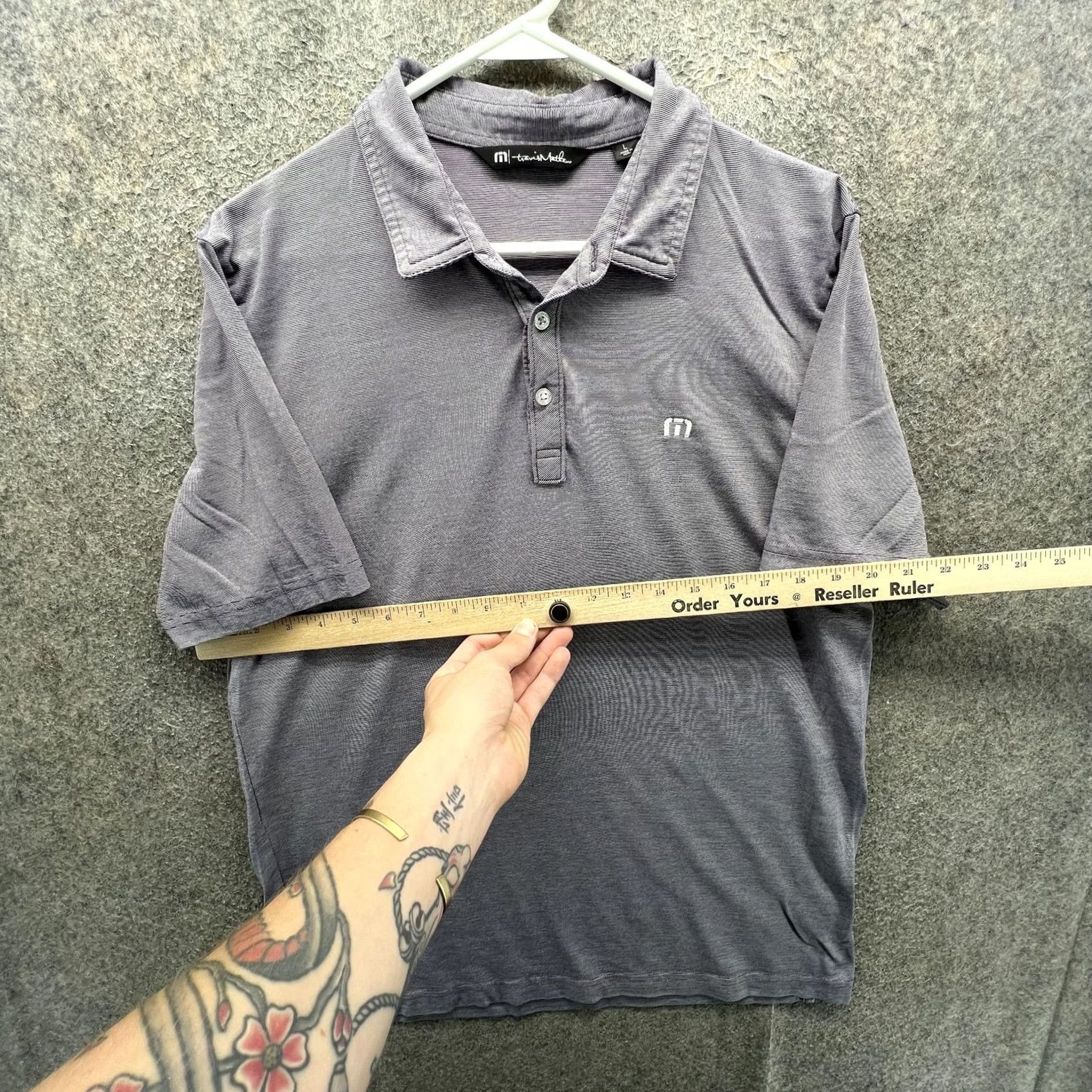 TravisMathew TravisMathew Polo Shirt Mens Large Gray Micro Stripe Golf Casual Short Sleeve Shirt Mens L Gray Micro Stripe Golf Casual Short Sleeve Polo Size US L / EU 52-54 / 3 - 6 Thumbnail