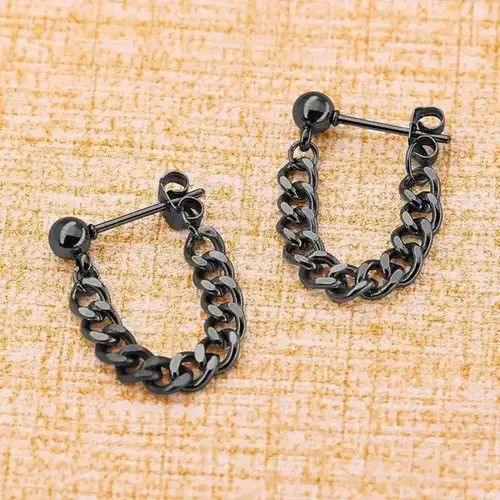 VIBE Titanium Steel Chain Earrings Size ONE SIZE - 4 Thumbnail