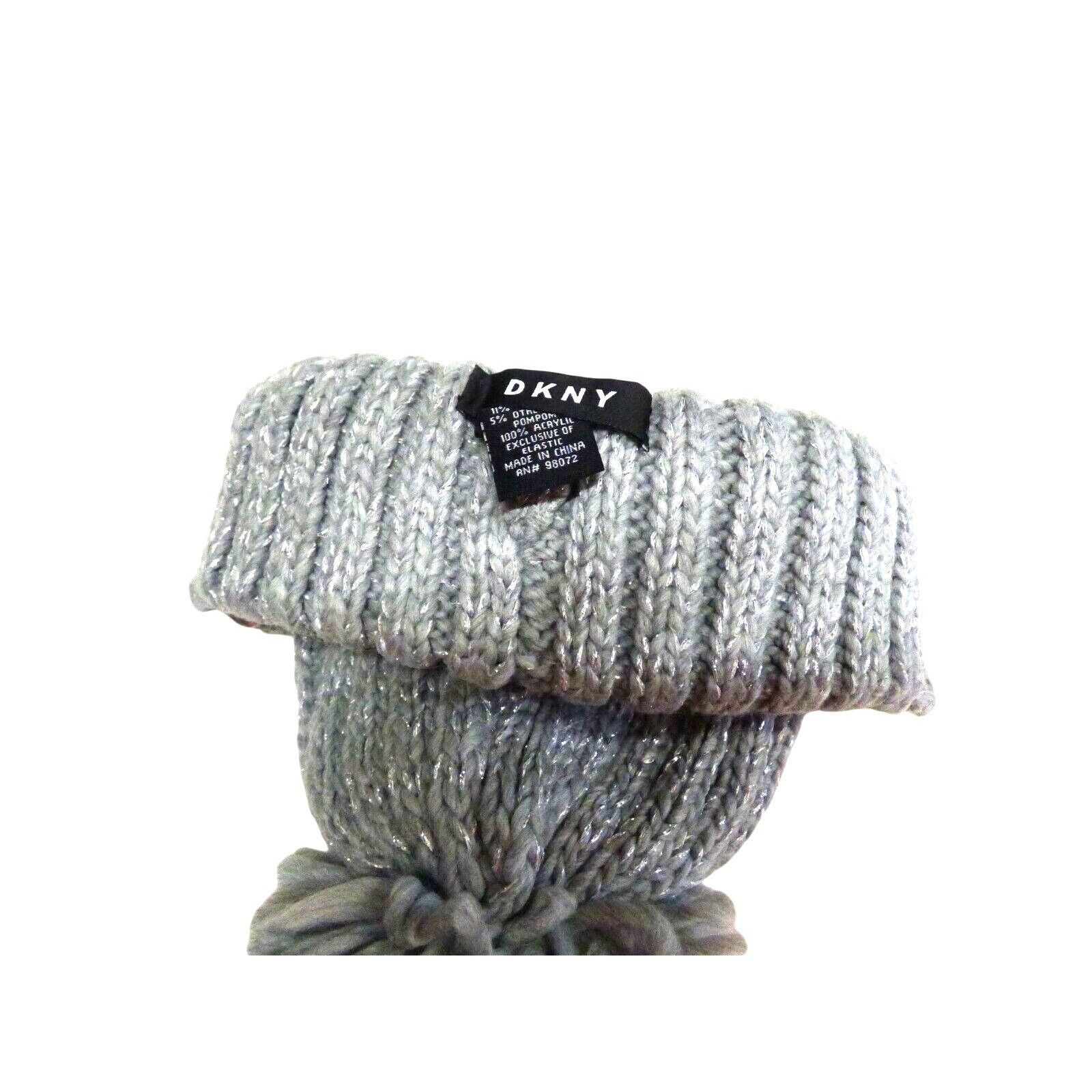 DKNY DKNY Flat-Stud Metallic Rib-Knit Beanie, Silver/ Gray Size ONE SIZE - 4 Thumbnail