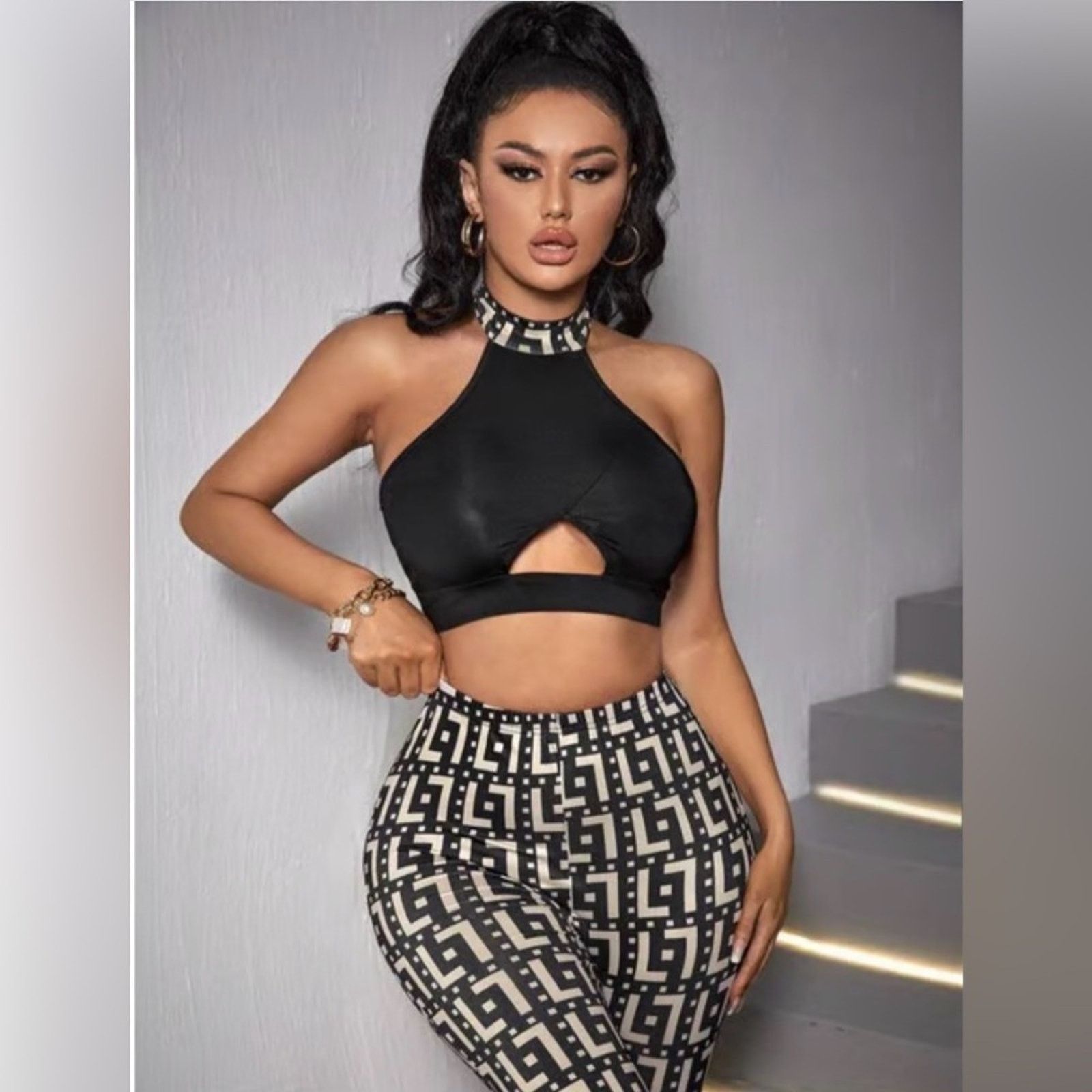 Other New Y2K Stylish Black and White Patterned Matching set S Size 25" / US 0 / IT 36 - 4 Thumbnail